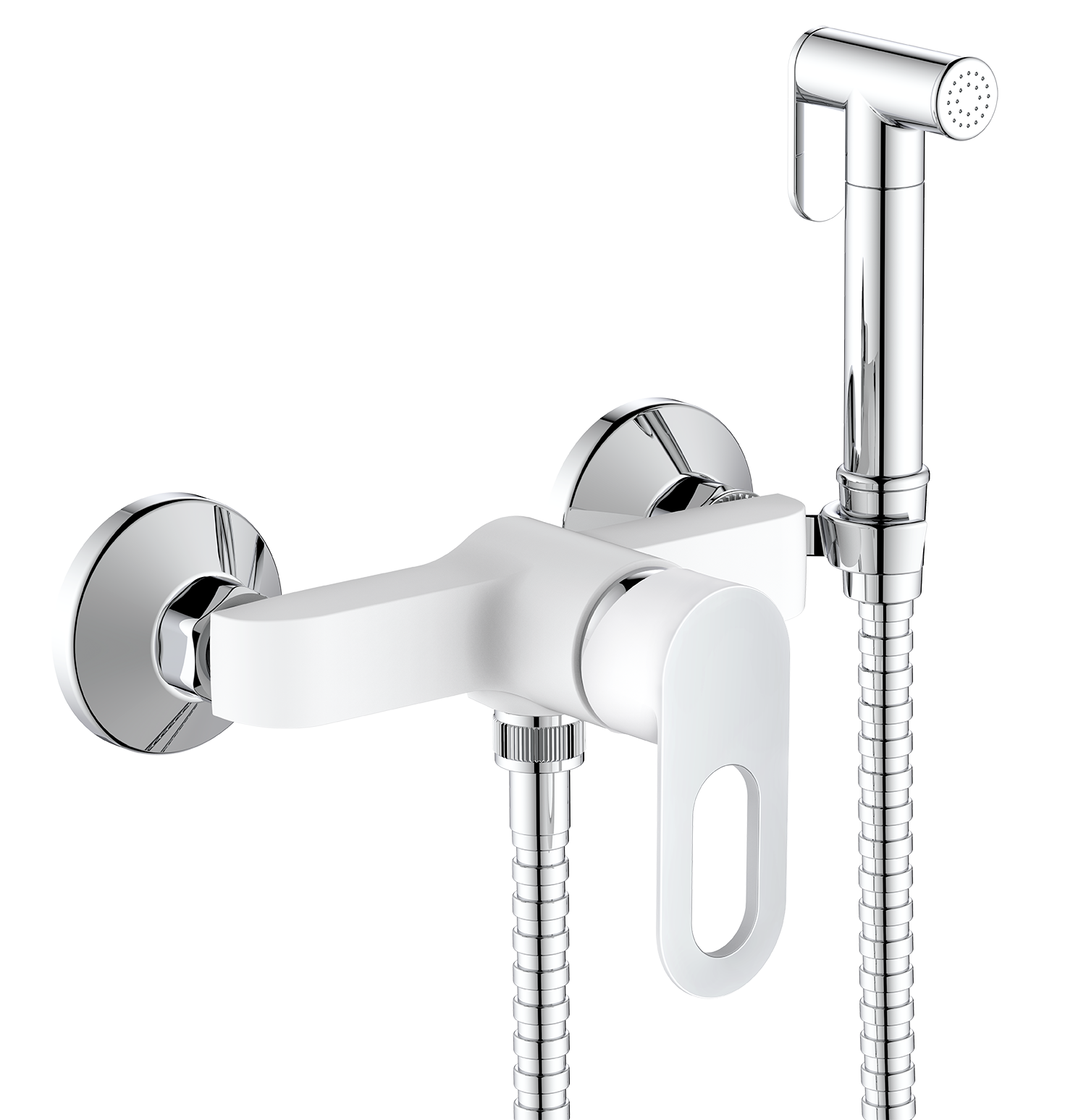 23018-F Смеситель для душа с гиг. лейкой (БЕЛЫЙ) HANSEN  (10/1шт)