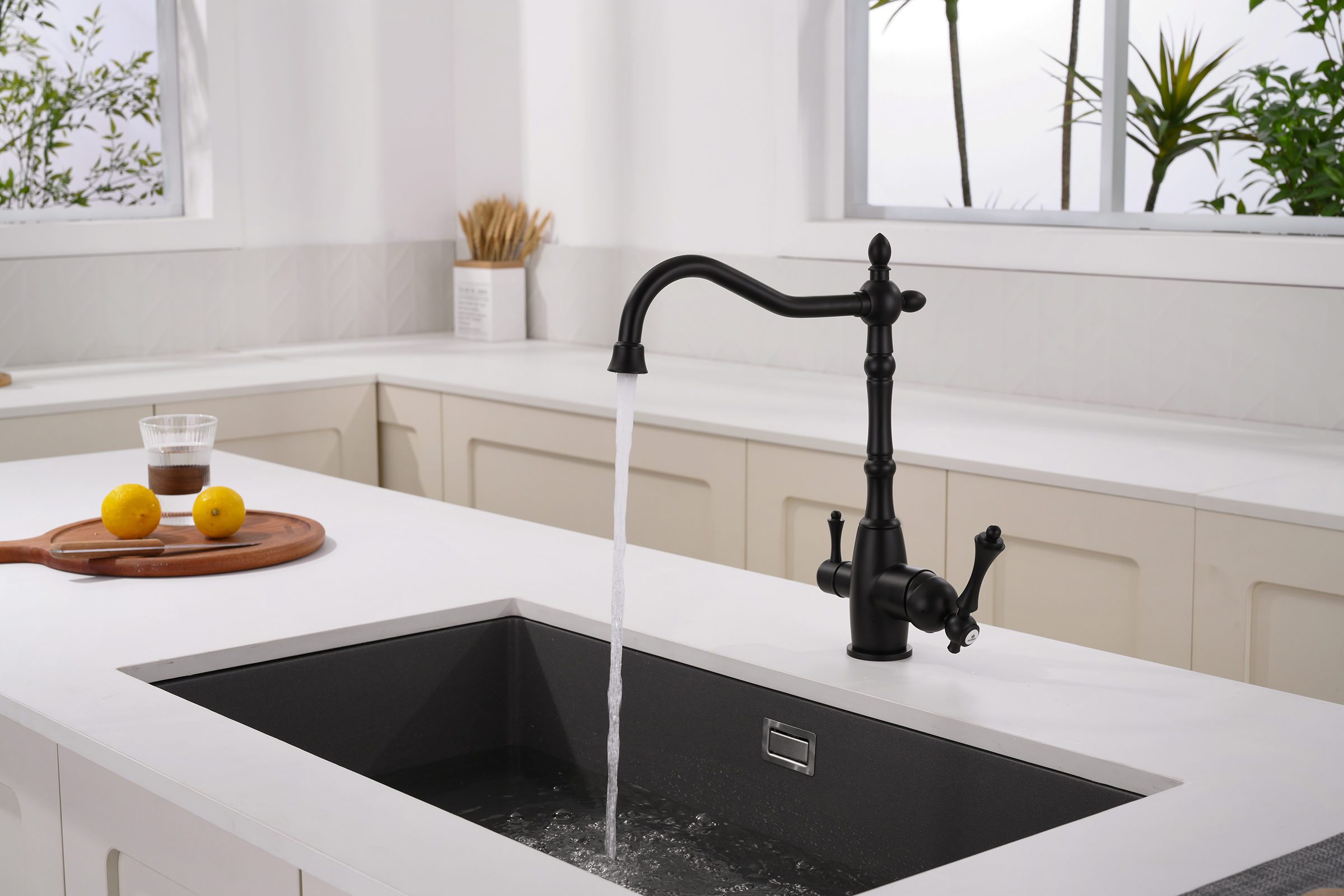 77122-C Смеситель для кухни с под. филь. (ЧЕРНЫЙ) GANZER  (10/1шт)