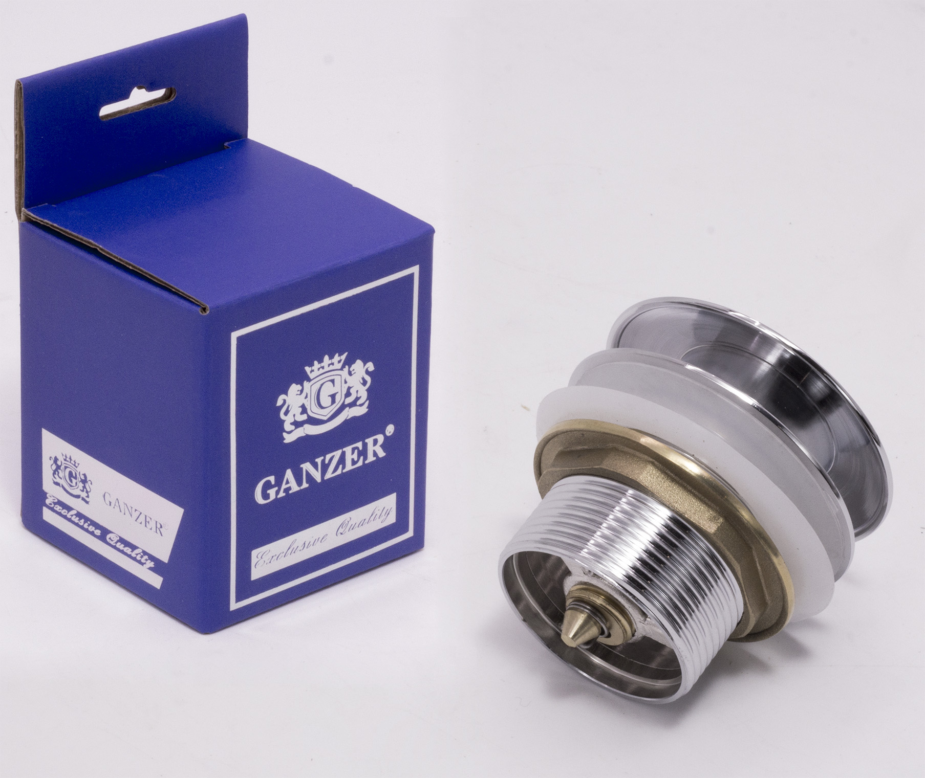 Донный клапан на ванну 1"1/2 (ХРОМ) GANZER  (50/1шт)