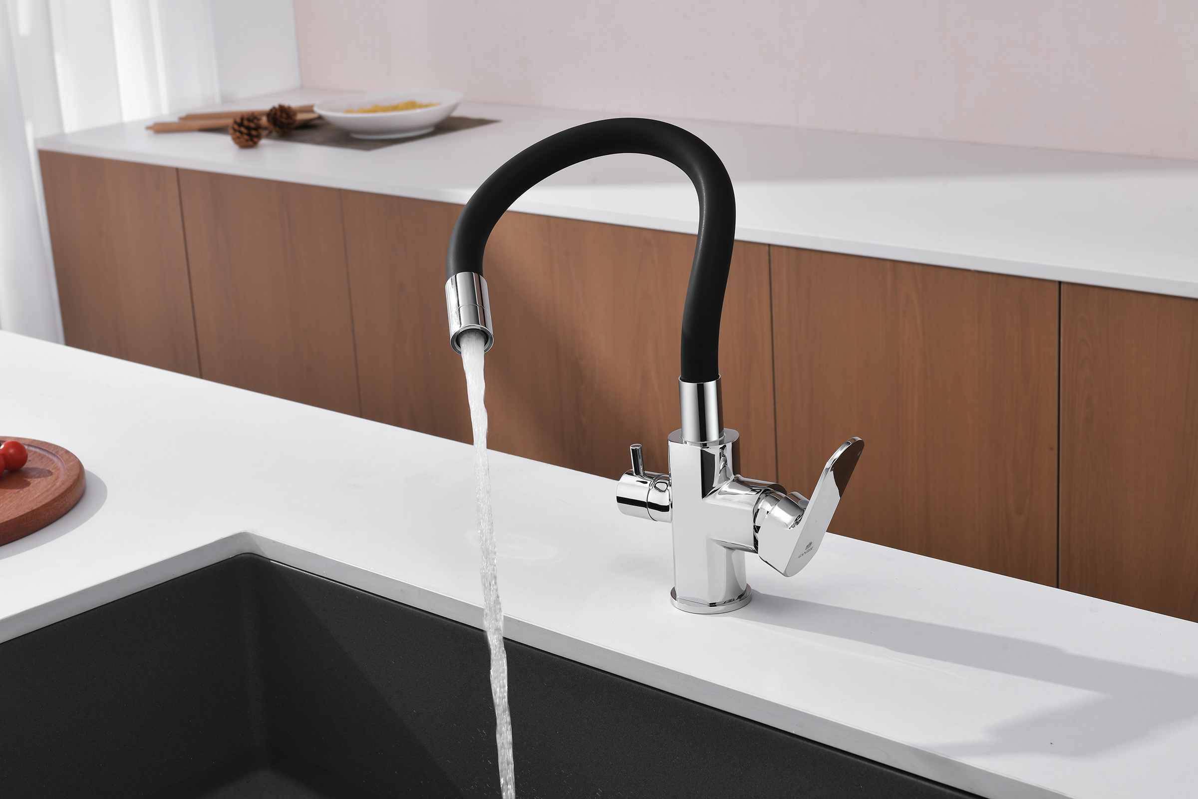 06127 Смеситель для кухни с гиб. изл. и под. фильтра (ХРОМ) GANZER (10/1шт)