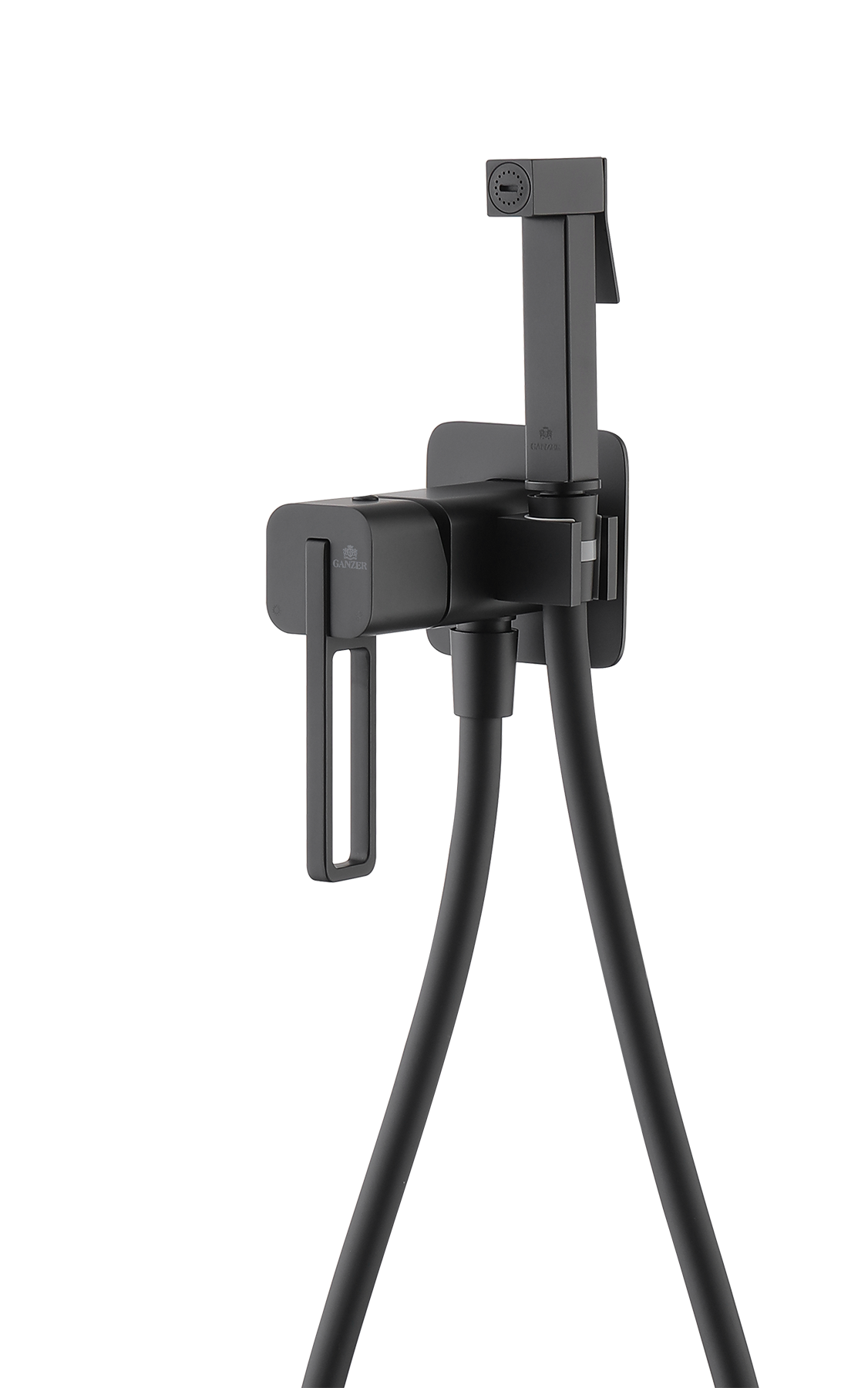 12157-C Смеситель встраиваемый с ГИГ. душем (ЧЕРНЫЙ) GANZER (10/1шт)