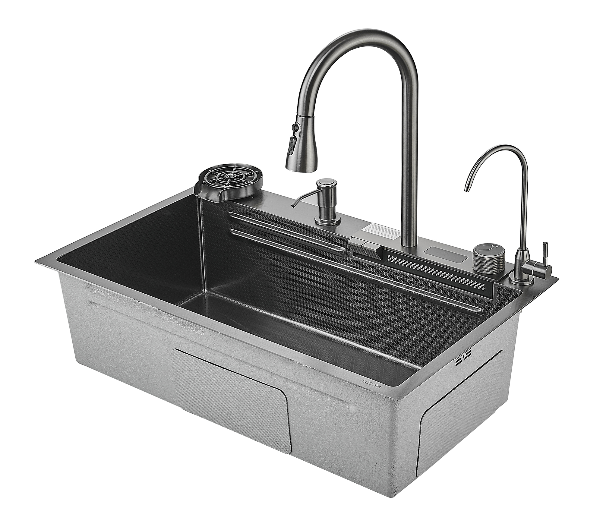 Мойка многофункциональная НЕРЖ (75х46см) ГРАФИТ  САВОЛ.