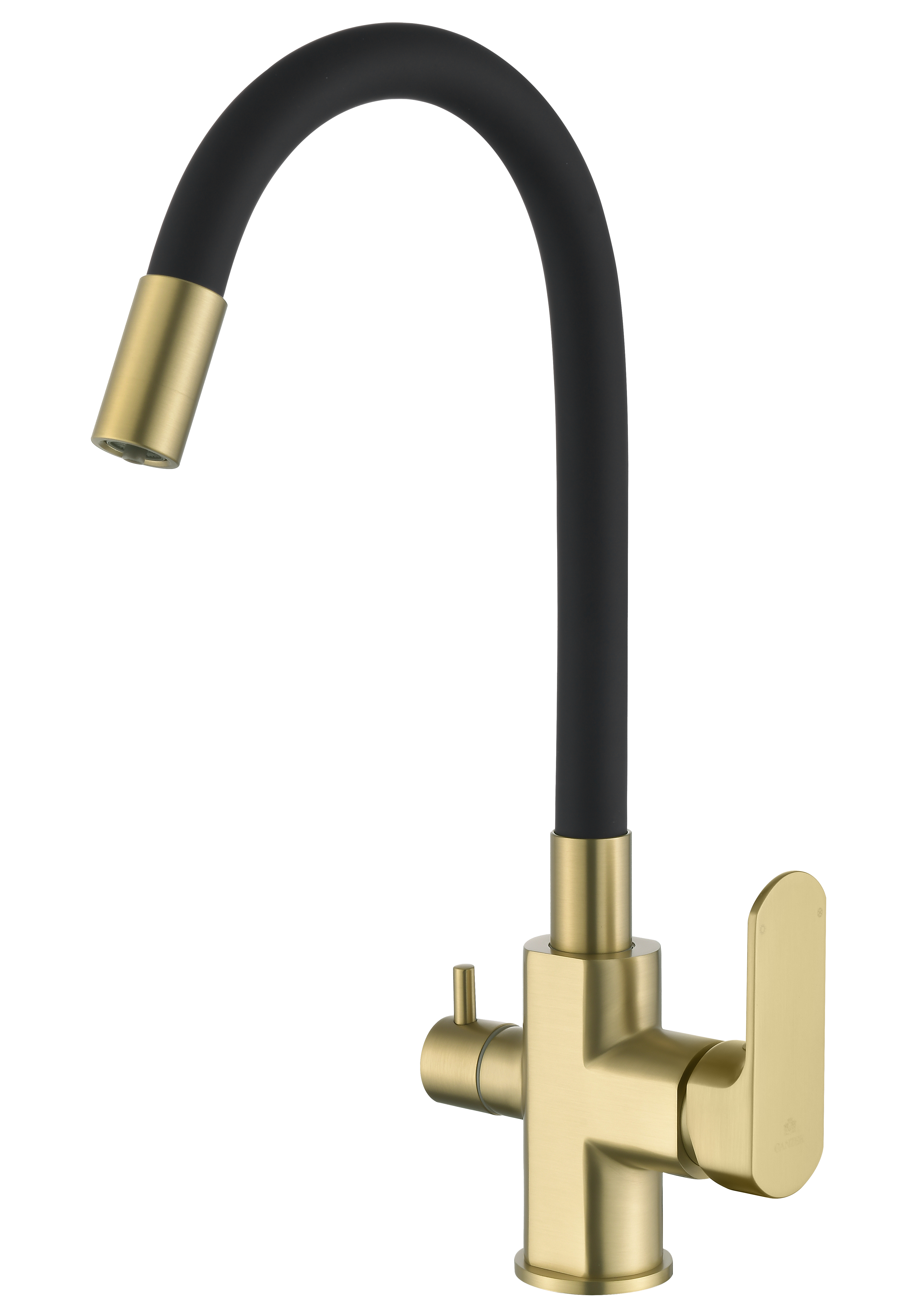 06127-S Смеситель для кухни с гиб. изл. и под. фильтра (Мат. Золото) GANZER (10/1шт)