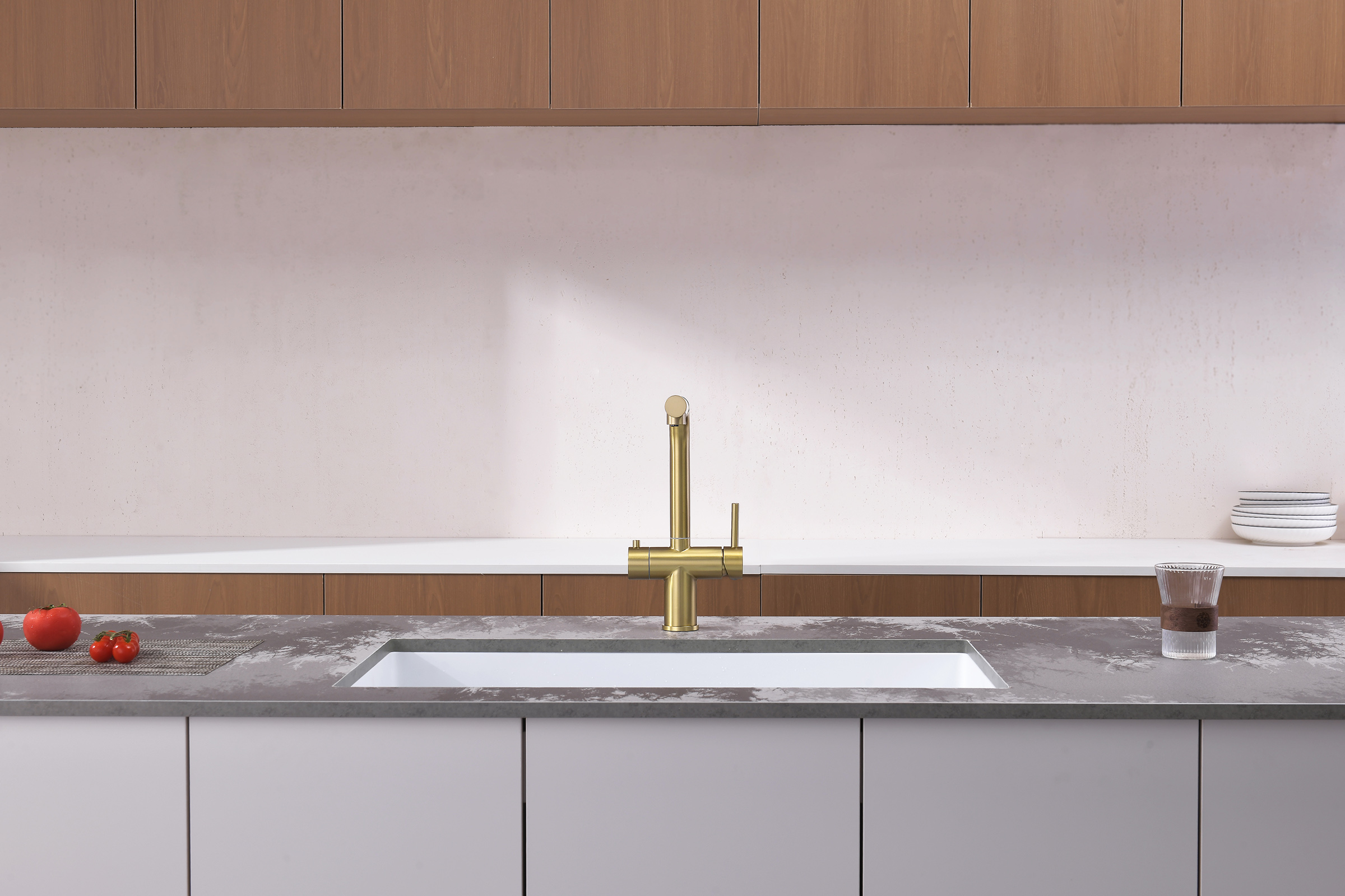 16036-S Смес. од. для кухни с ВЫД. лейкой и подк. ФИЛЬТ. (Мат. Золото)  GANZER (10/1шт)