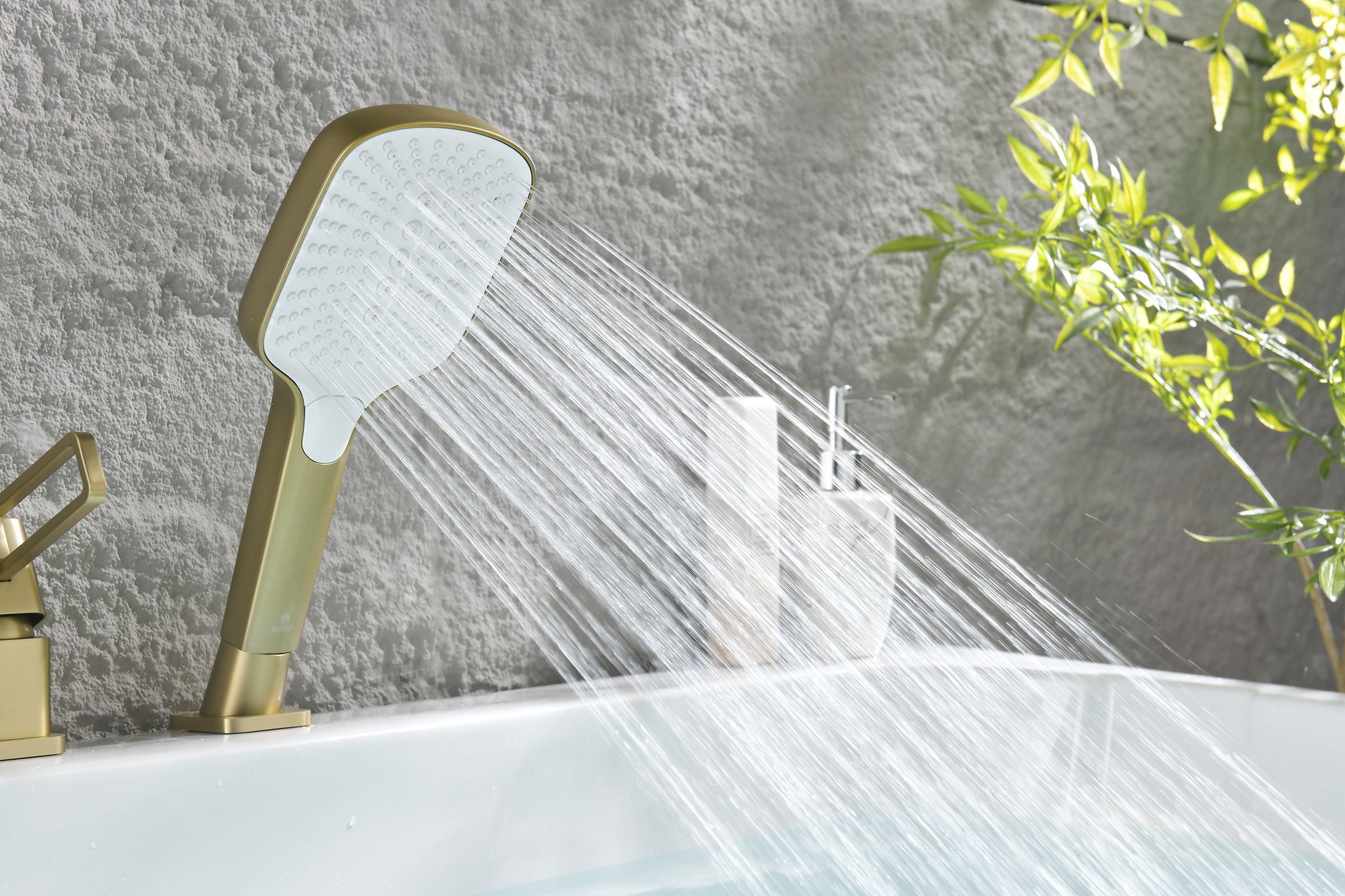 12133-S Смеситель на борт ванны (3-отв,Мат. Золото)  GANZER (10/1шт)