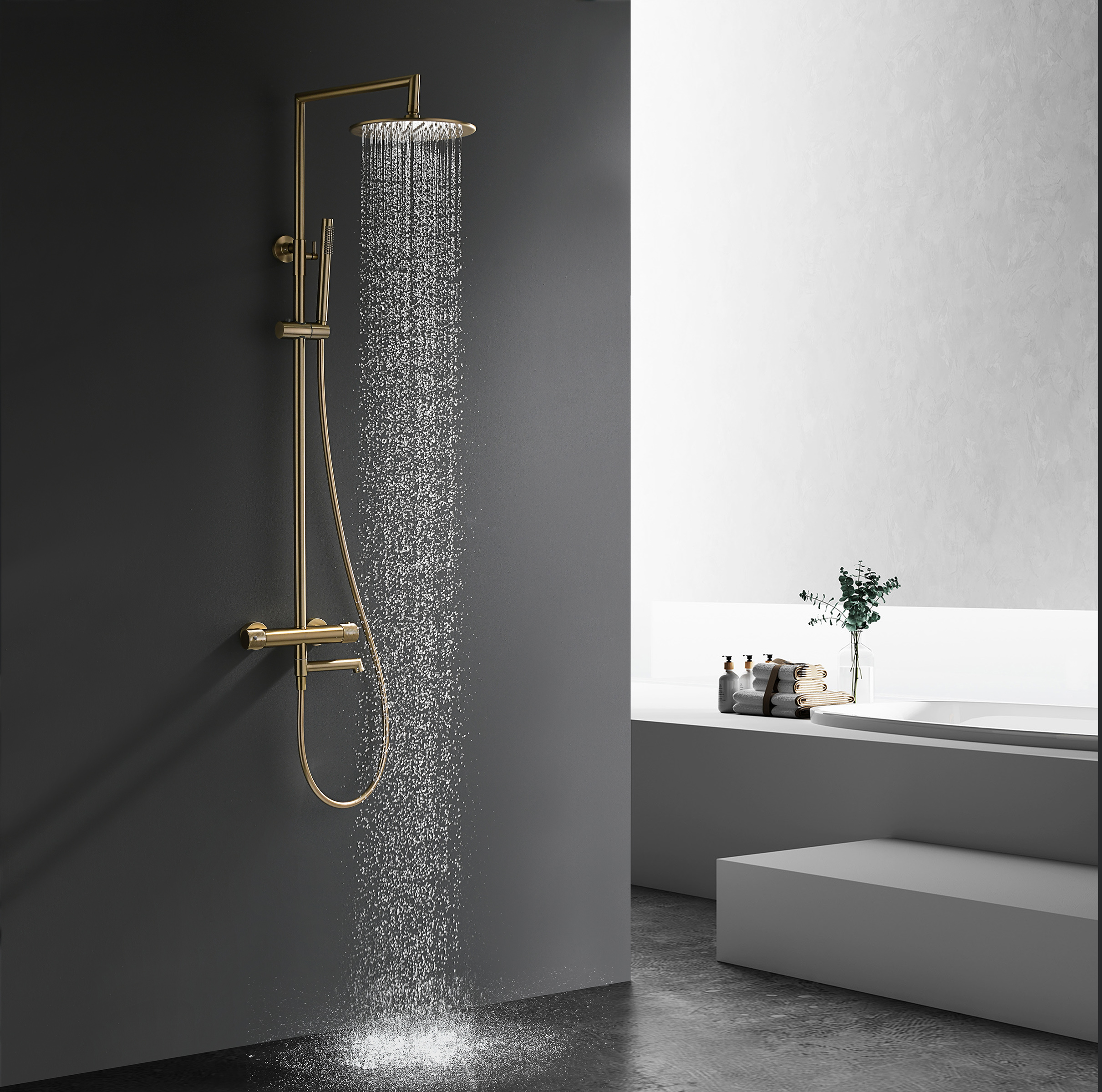 19170-S Душевая система с термостатом (Мат. Золото) GANZER (5/1шт)