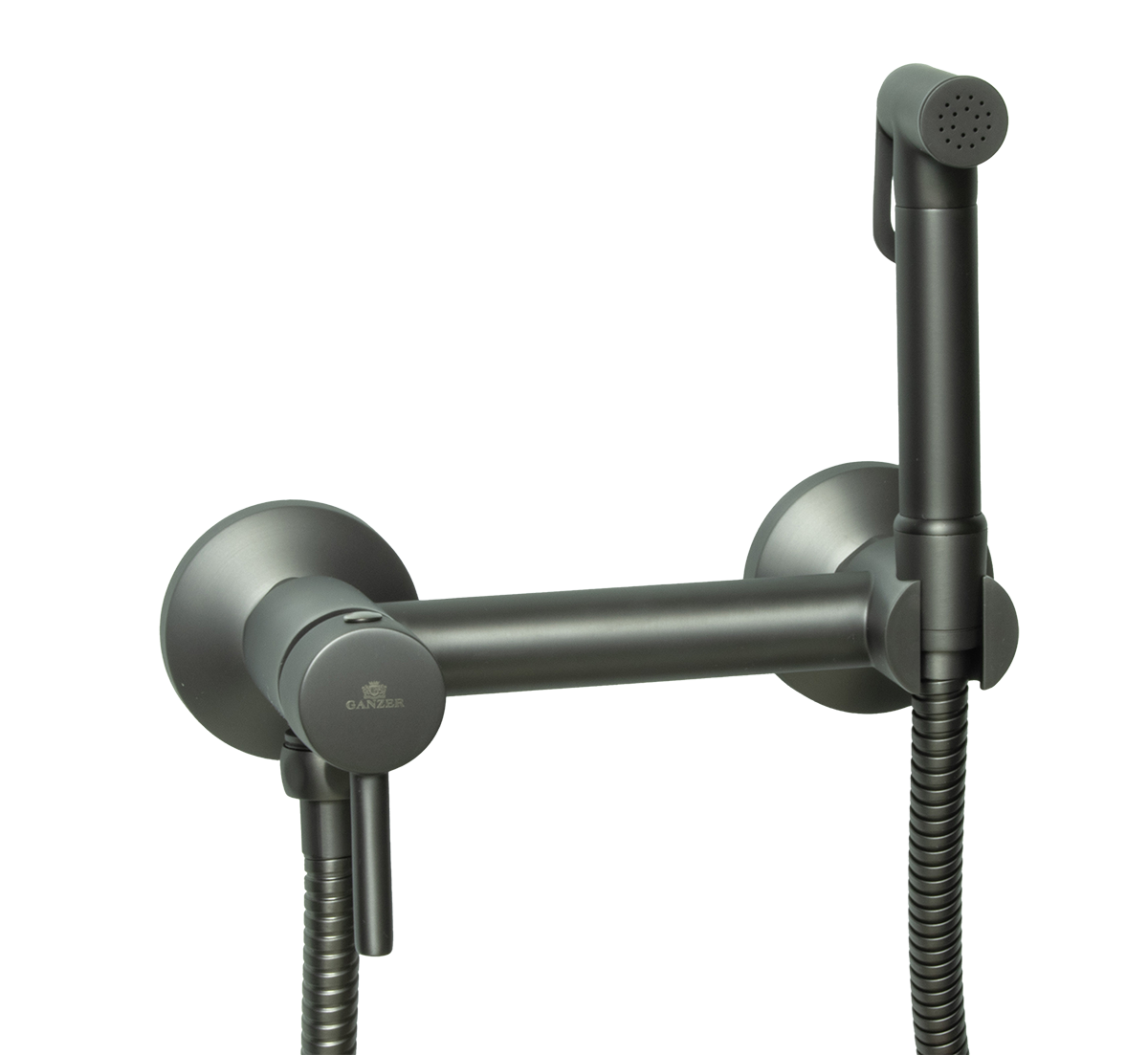 12202-Q Set Смеситель для гиг. душа КРУГ (ГРАФИТ)  GANZER  (10/1шт)