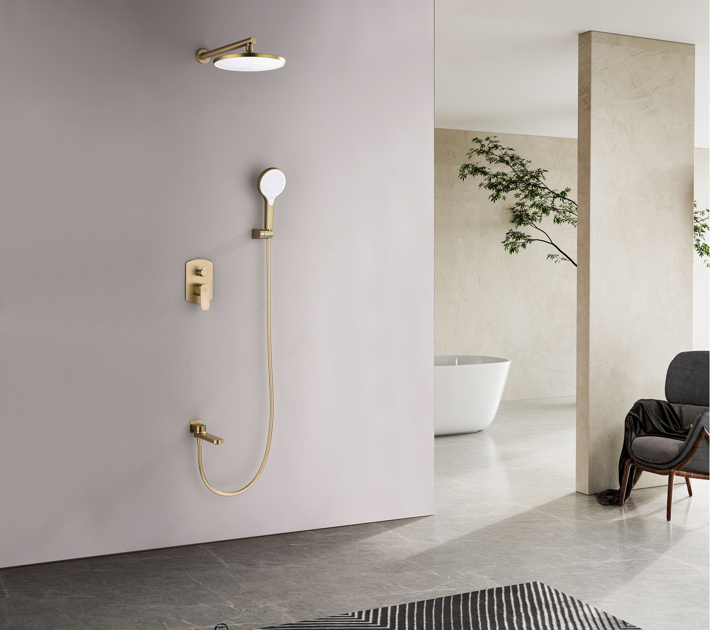 06165-S Смеситель встраиваемый для душа с 3-функ. (Мат. Золото) GANZER (6/1шт)