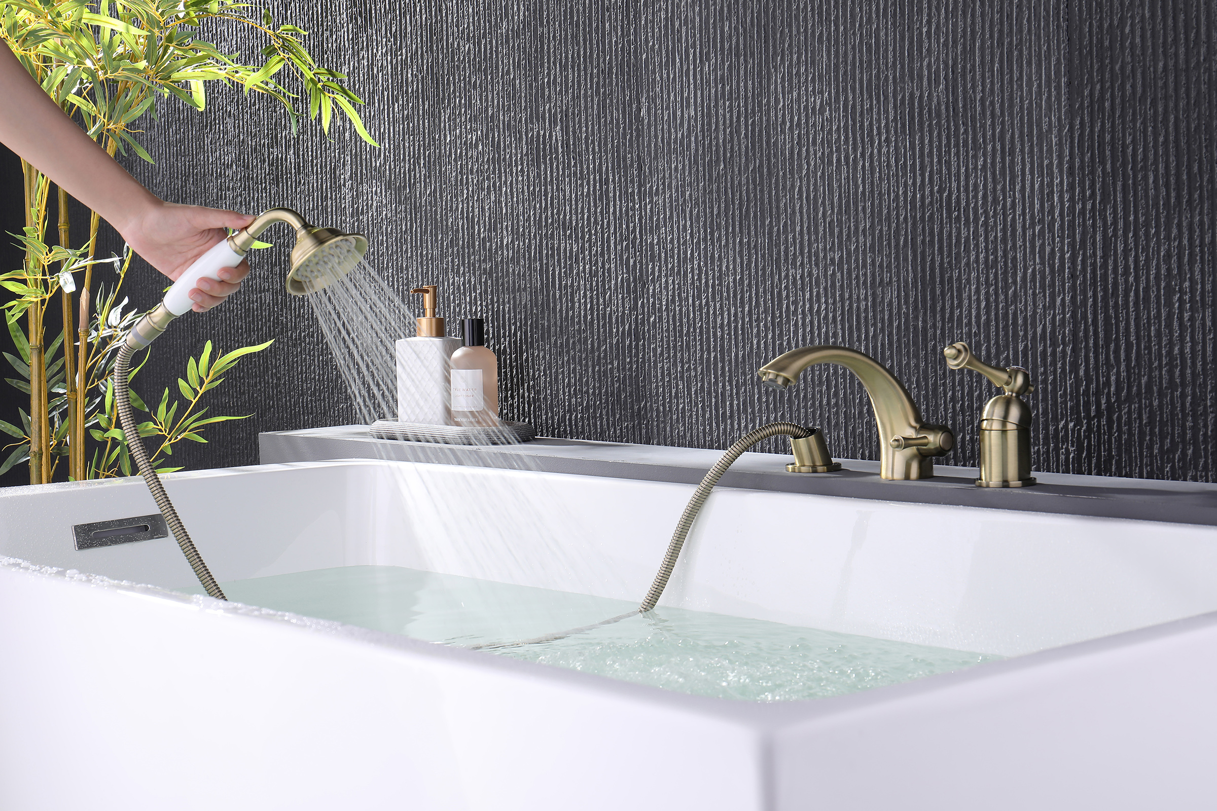 77133-D Смеситель на борт ванны (3-отв,БРОНЗА)  GANZER (8/1шт)