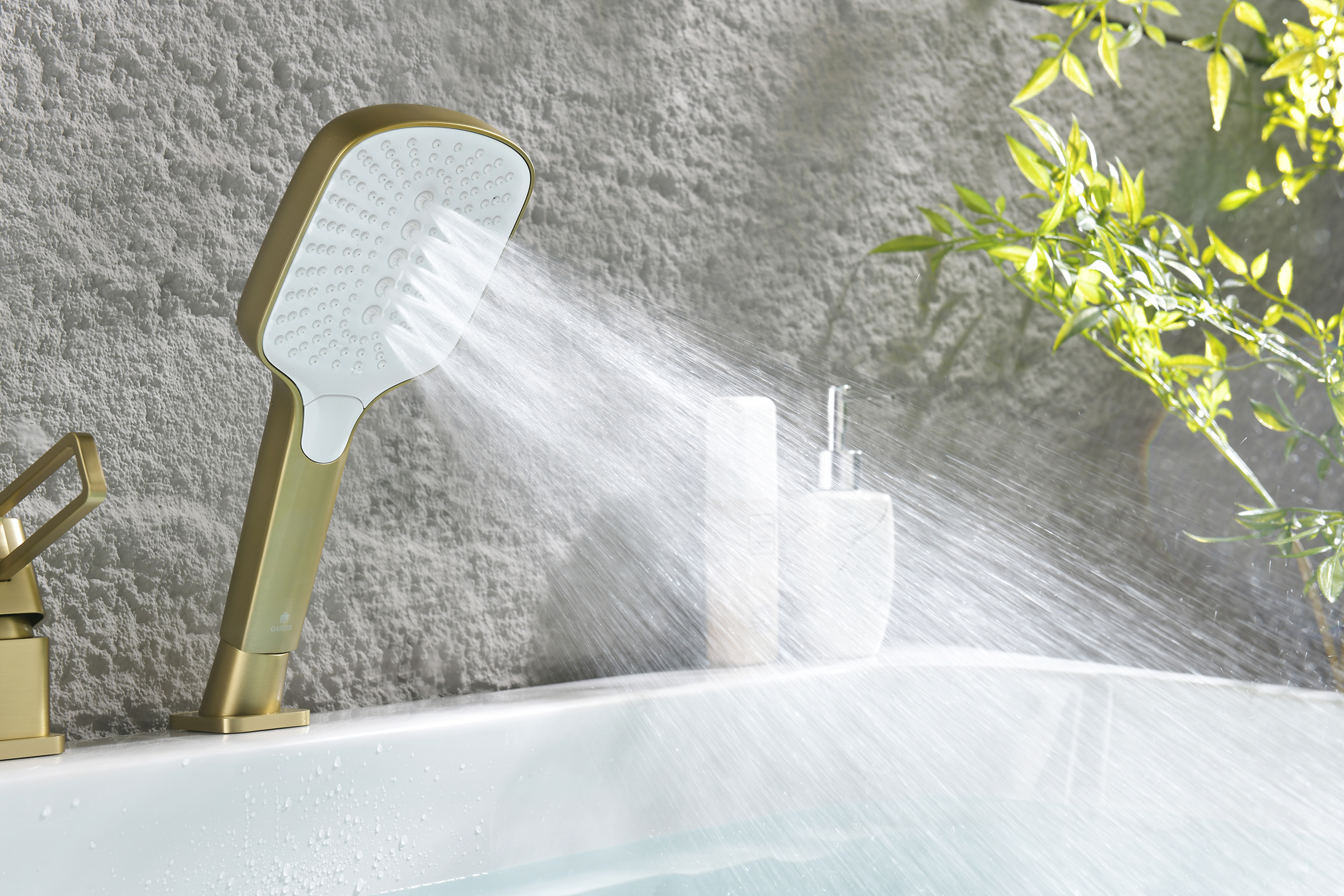 12133-S Смеситель на борт ванны (3-отв,Мат. Золото)  GANZER (10/1шт)