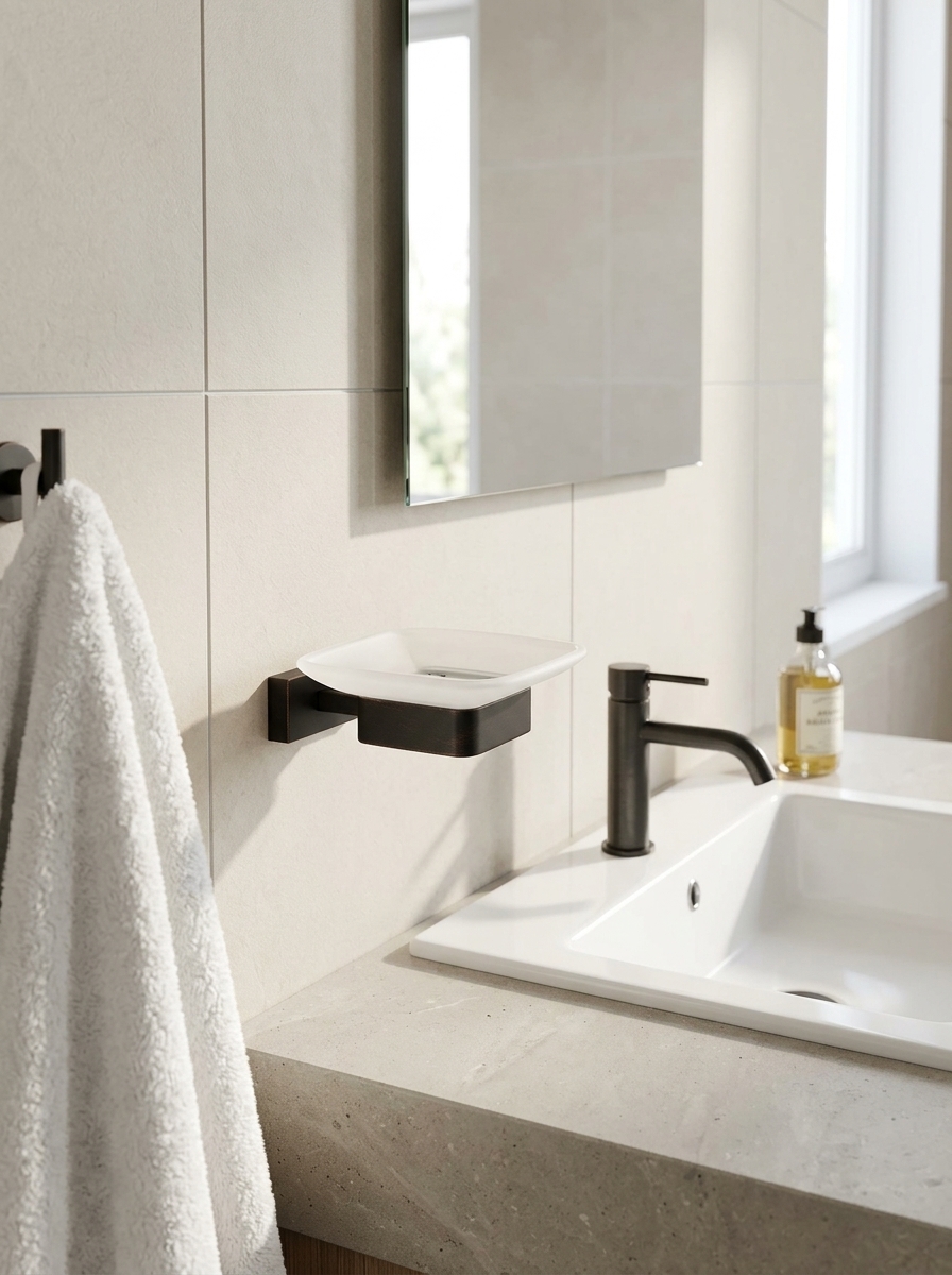 88020-C Мыльница стекло "настенный" (ЧЕРНЫЙ) GANZER (20/1шт)