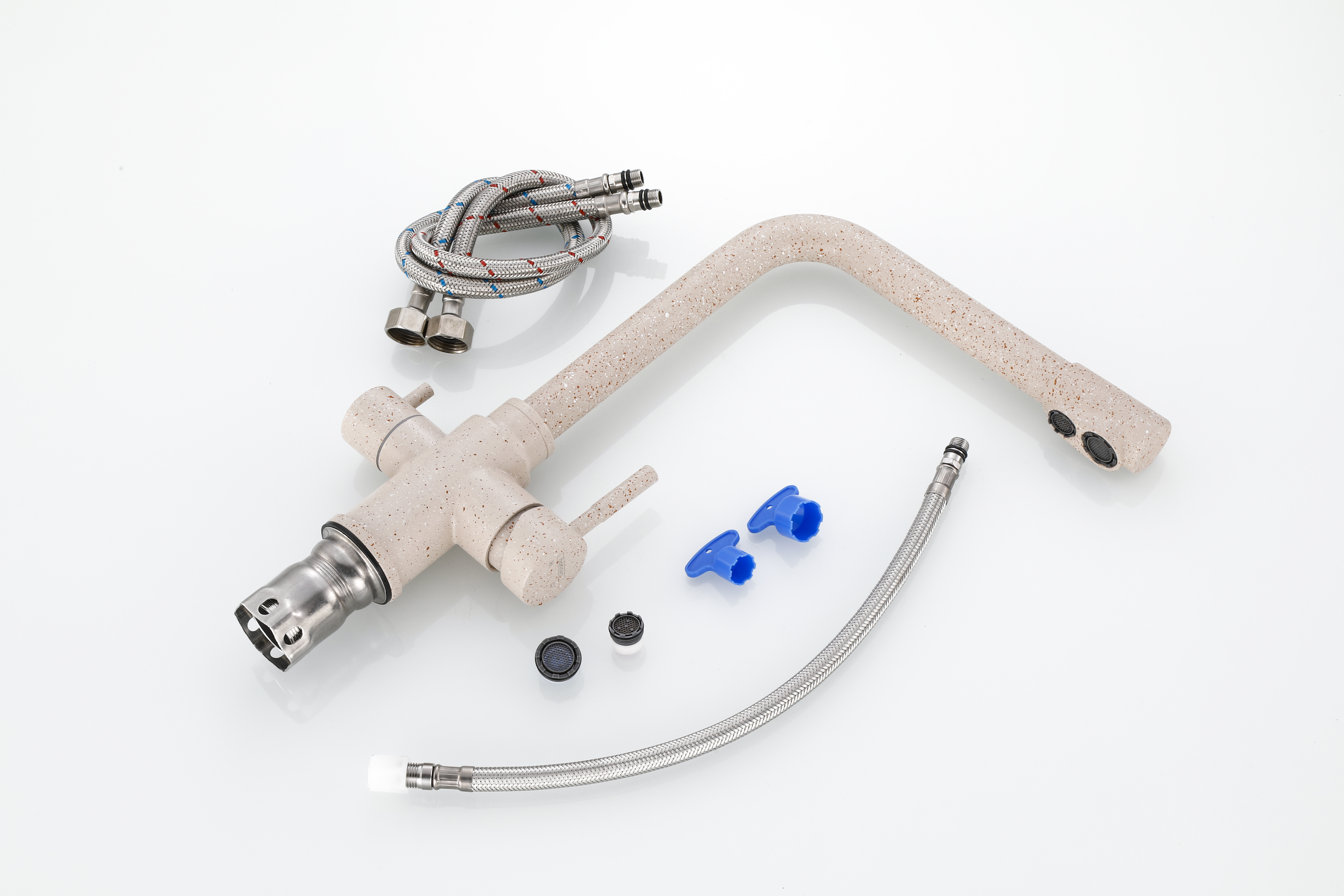 15085-B Смес. из НЕРЖ. для кух. под. фильт (СВ. БЕЖ.) HANSEN  (20/1шт)