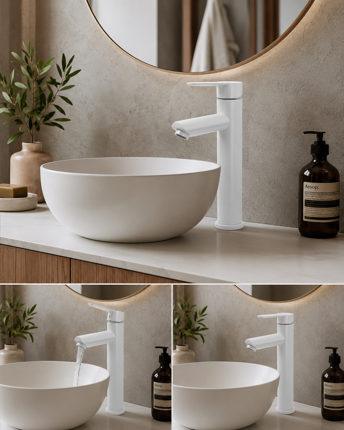 11032-F Смес. од. из НЕРЖ. для рак. чаши (БЕЛЫЙ) HANSEN  (10/1шт)