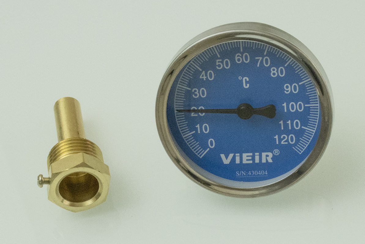 Термометр с гильзой (СИНИЙ) Ф63мм 1/2 х 120°С ViEiR (100/1шт)