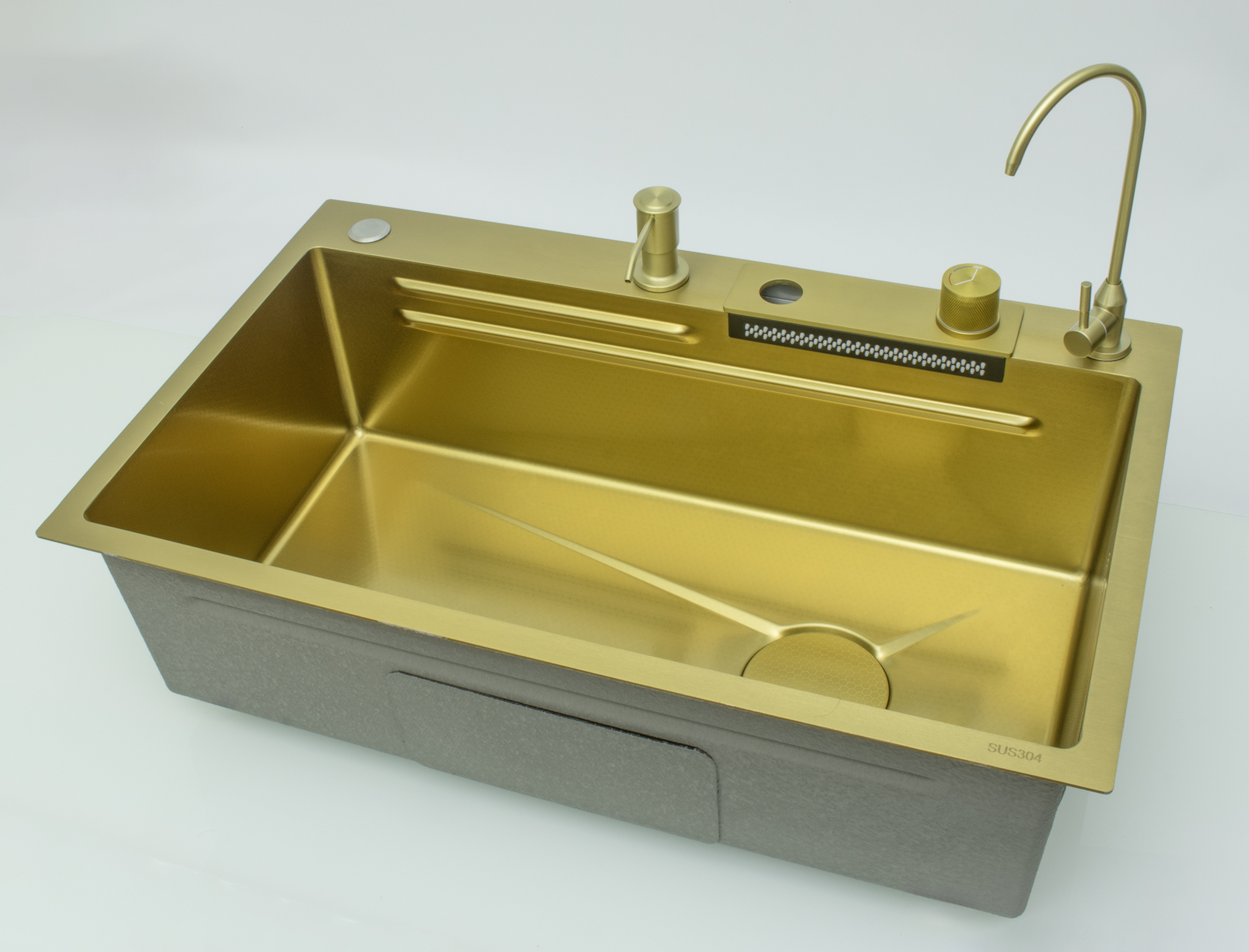 Мойка многофункциональная, без смес. НЕРЖ (75х46мм,МАТ. ЗОЛОТО)  GANZER