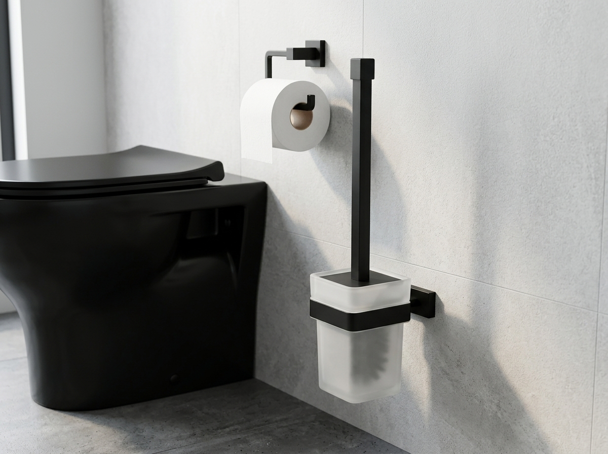 88090-C Ершик настенный стекло (ЧЕРНЫЙ)  GANZER (10/1шт)