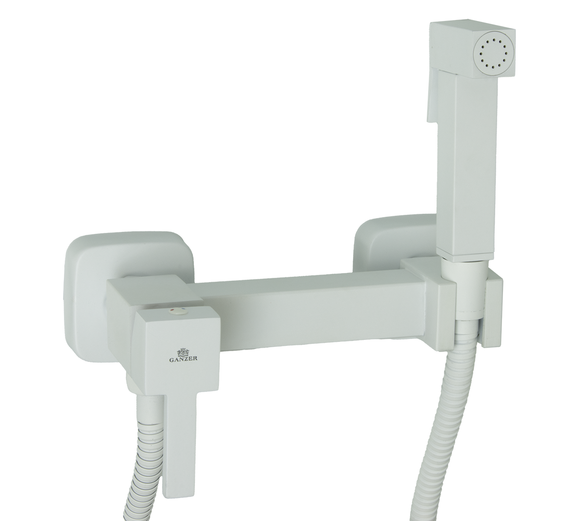 12201-F Set Смеситель для гиг. душа КВАДРАТ (БЕЛЫЙ)  GANZER  (10/1шт)