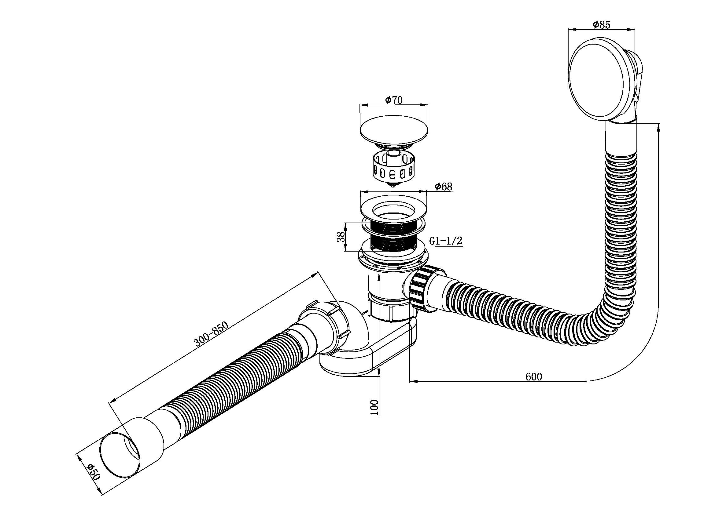 Пластиковая обвязка (автомат) для ванны (ГРАФИТ)  GANZER  (21/1шт)