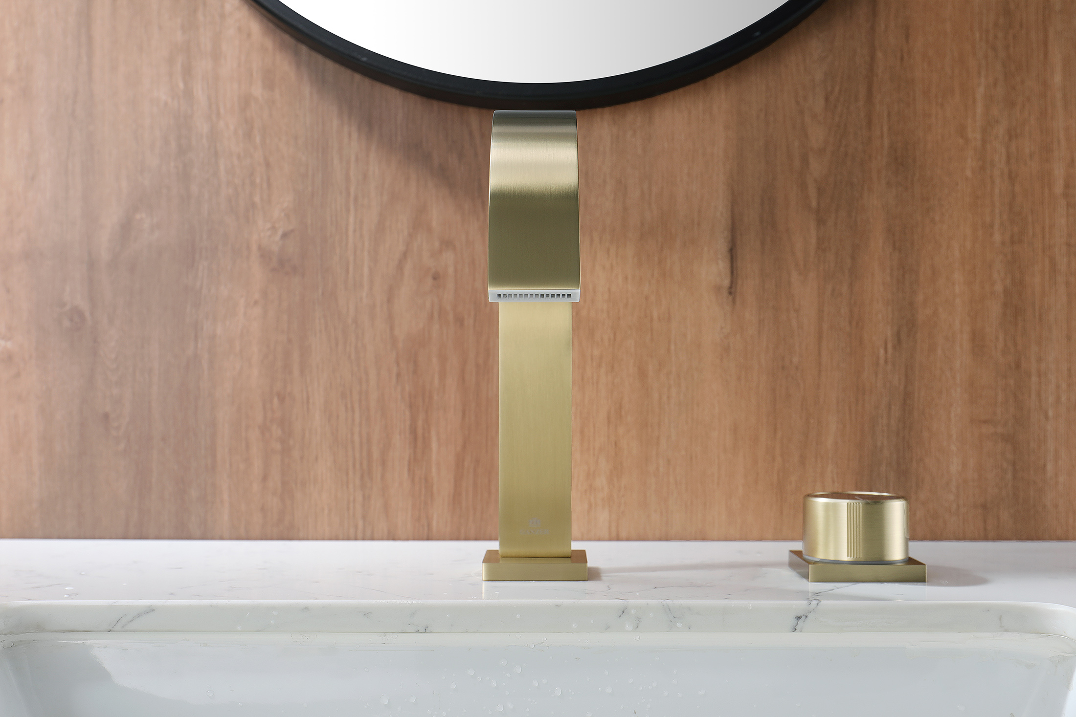 01111-S Смеситель на борт раковины (2-отв,Мат. Золото)  GANZER (10/1шт)