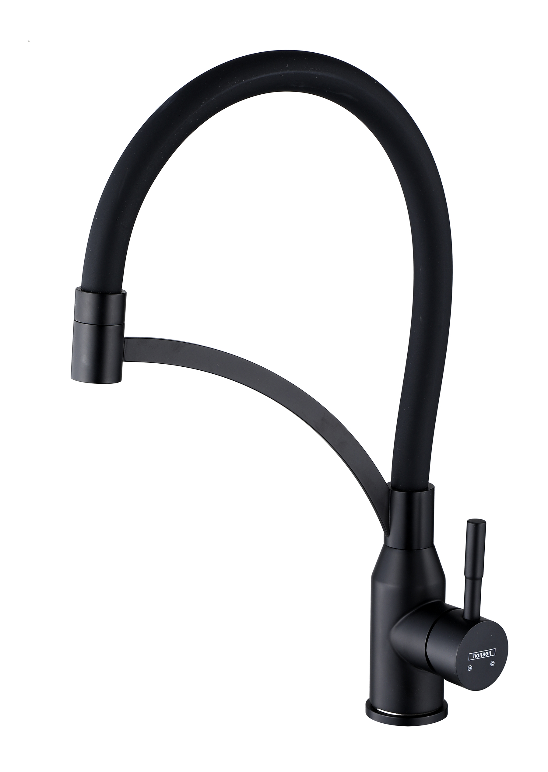 56043-CC Смес. из НЕРЖ. для кух. (ЧЕРНЫЙ с гиб. ЧЕР. изл.) HANSEN  (20/1шт)