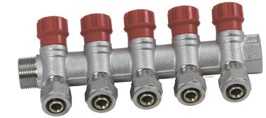 Коллектор с вент. кранами 1" х 16-5вых. ViEiR  (15/1шт)