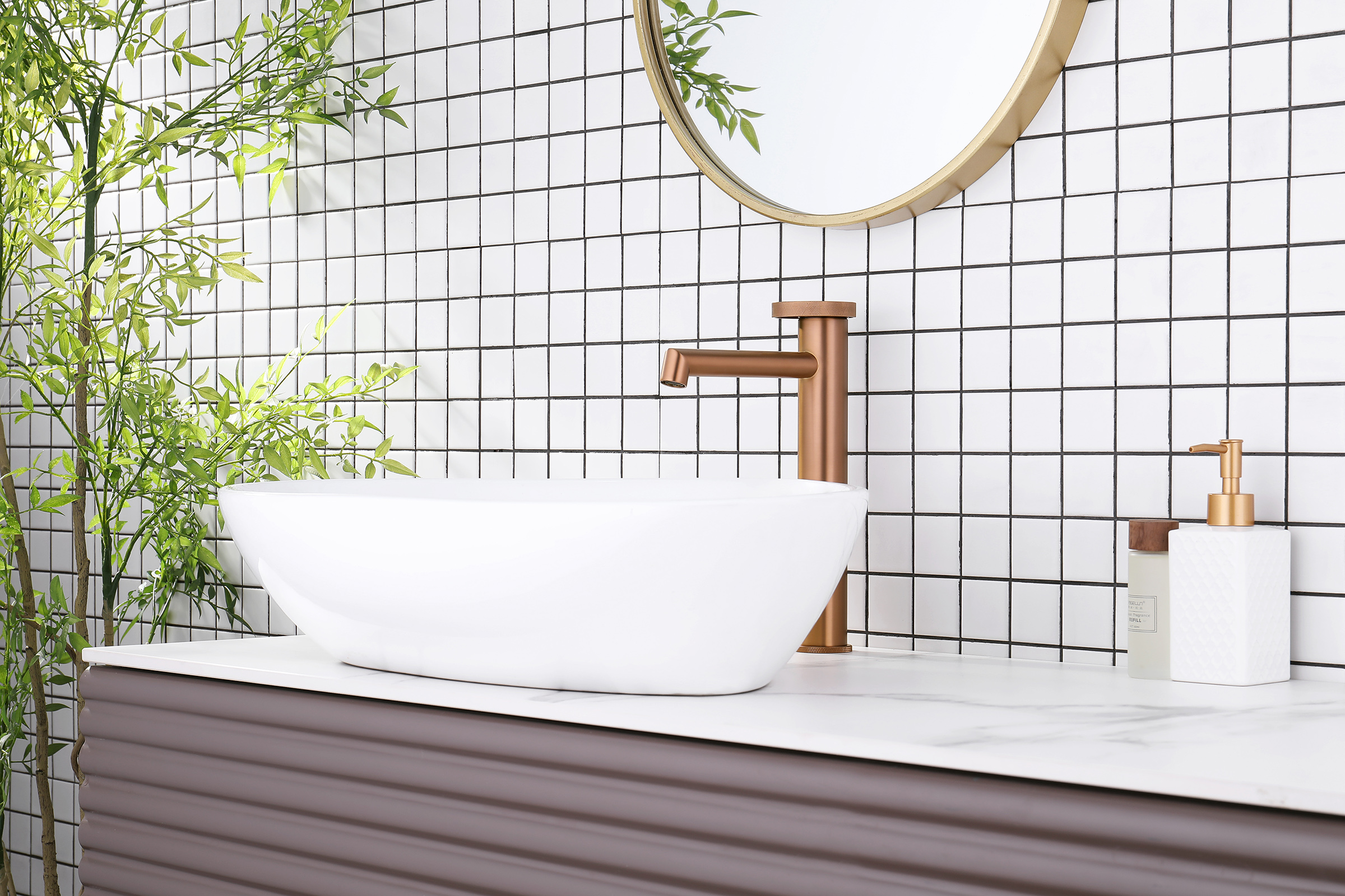 19112-R Смеситель од. для раковины-чаши (Роз. Золото) GANZER (10/1шт)