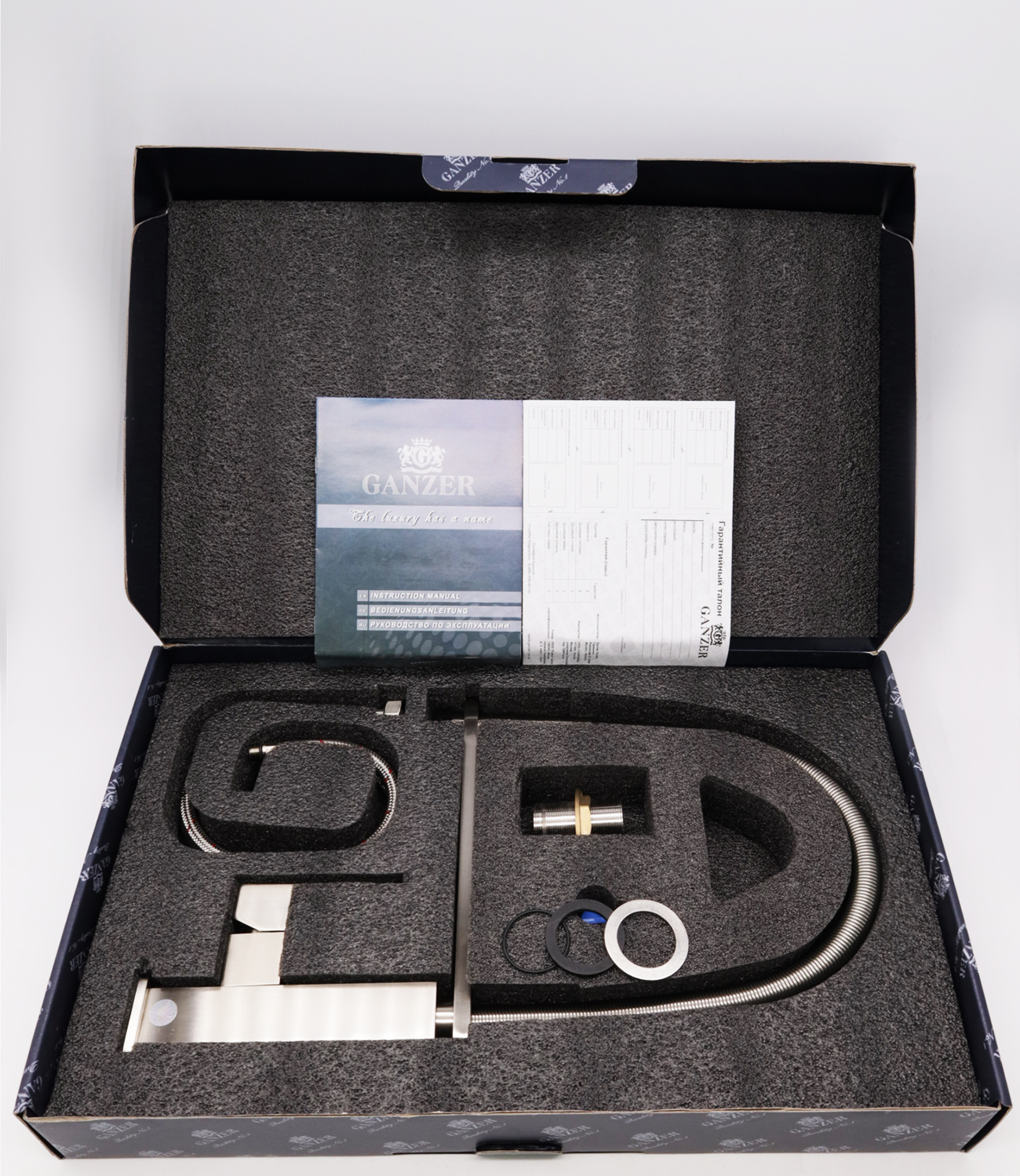 16037-G Смеситель для кухни с пруж. изливом (САТИН)  GANZER