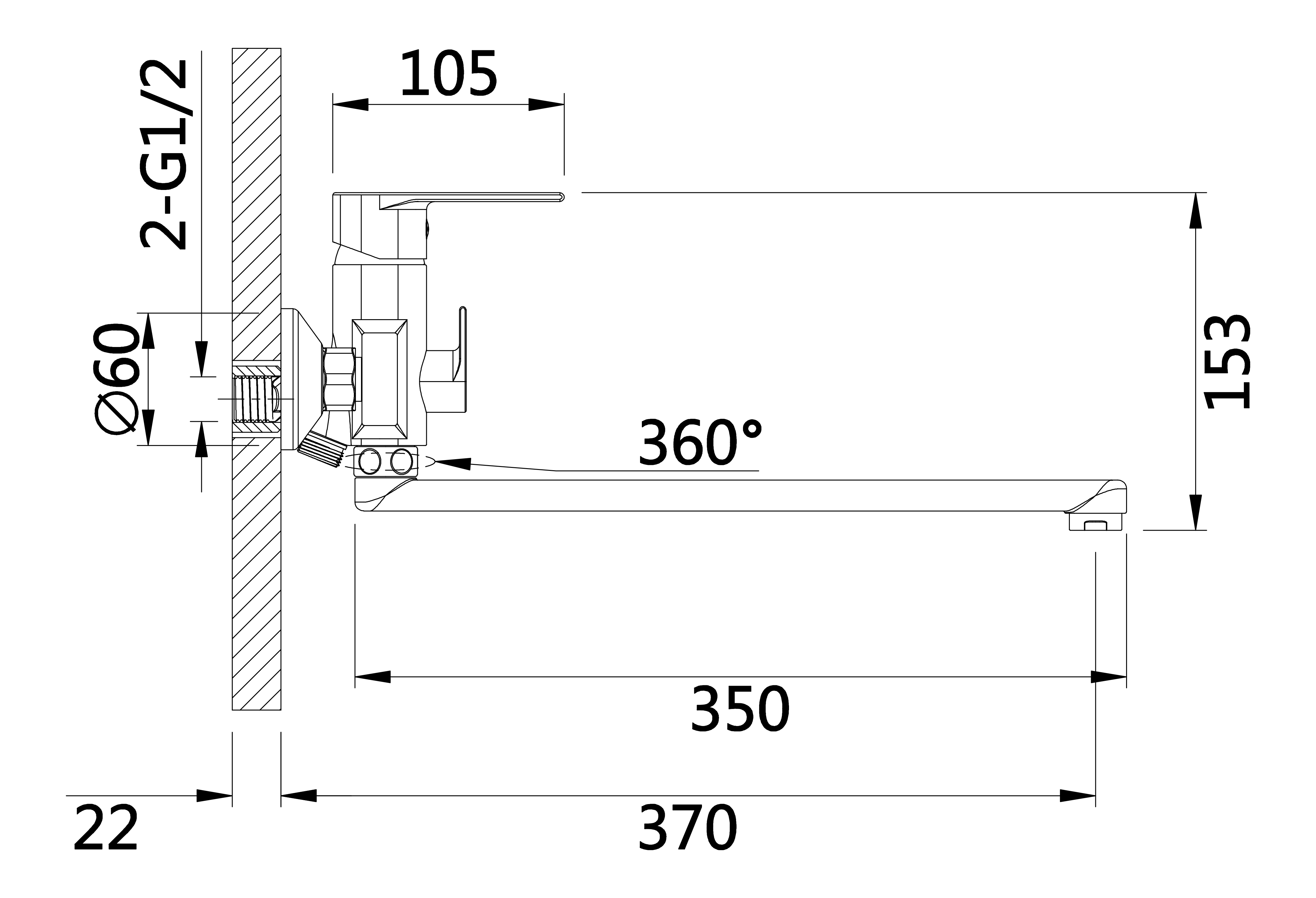 22019 Смеситель для ванны (ХРОМ) HANSEN  (10/1шт)