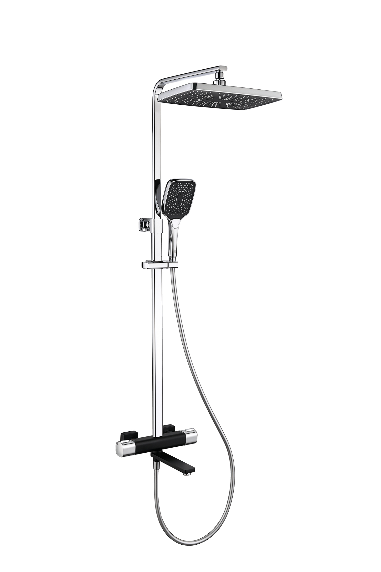 12071-C Душевая система с термостатом (ЧЕРНЫЙ) GANZER (5/1шт)