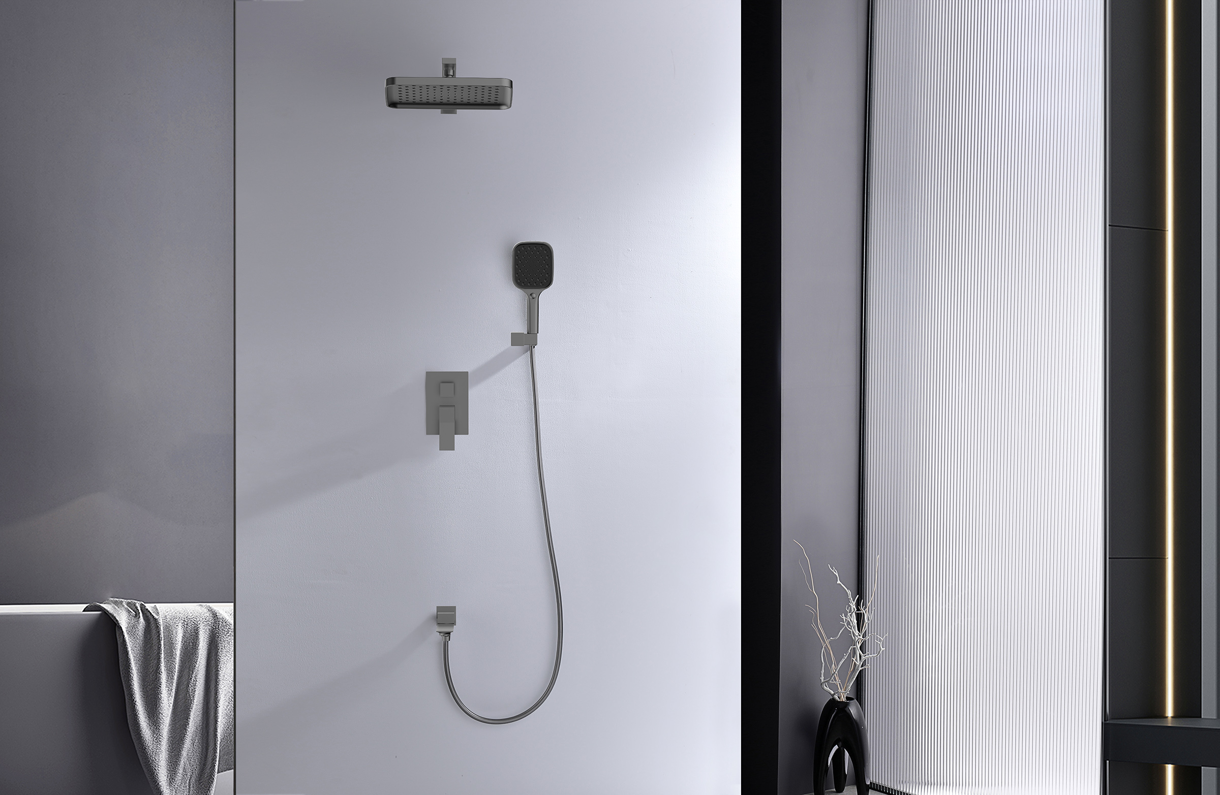 05165-Q Смеситель встраиваемый для душа с 3-функ. (ГРАФИТ) GANZER (6/1шт)