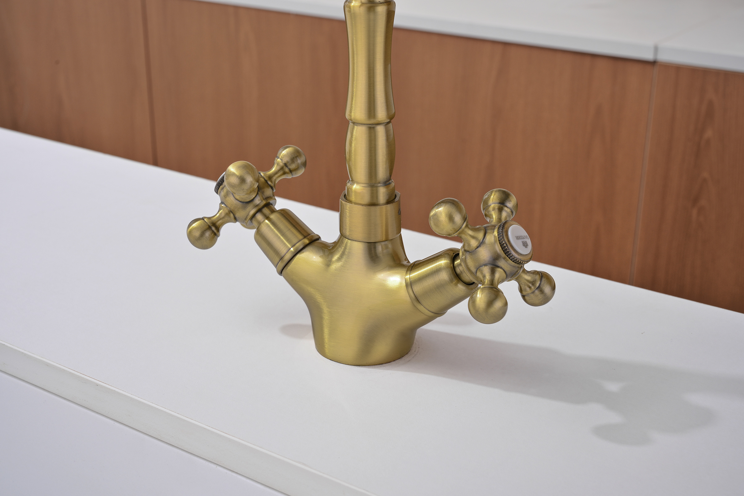 09122-D Смеситель 2-ух руч. для кухни (БРОНЗА) GANZER  (10/1шт)