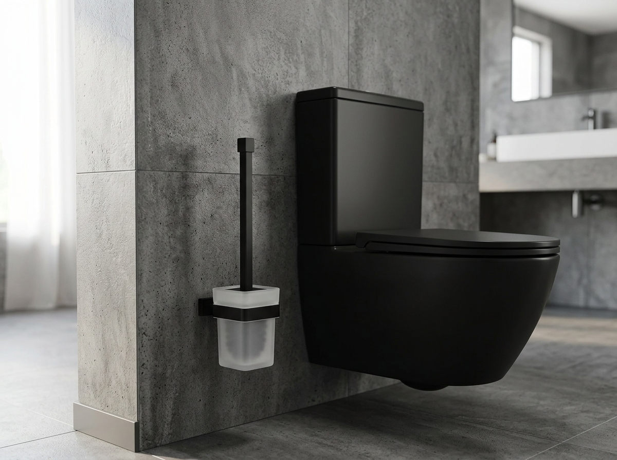 88090-C Ершик настенный стекло (ЧЕРНЫЙ)  GANZER (10/1шт)