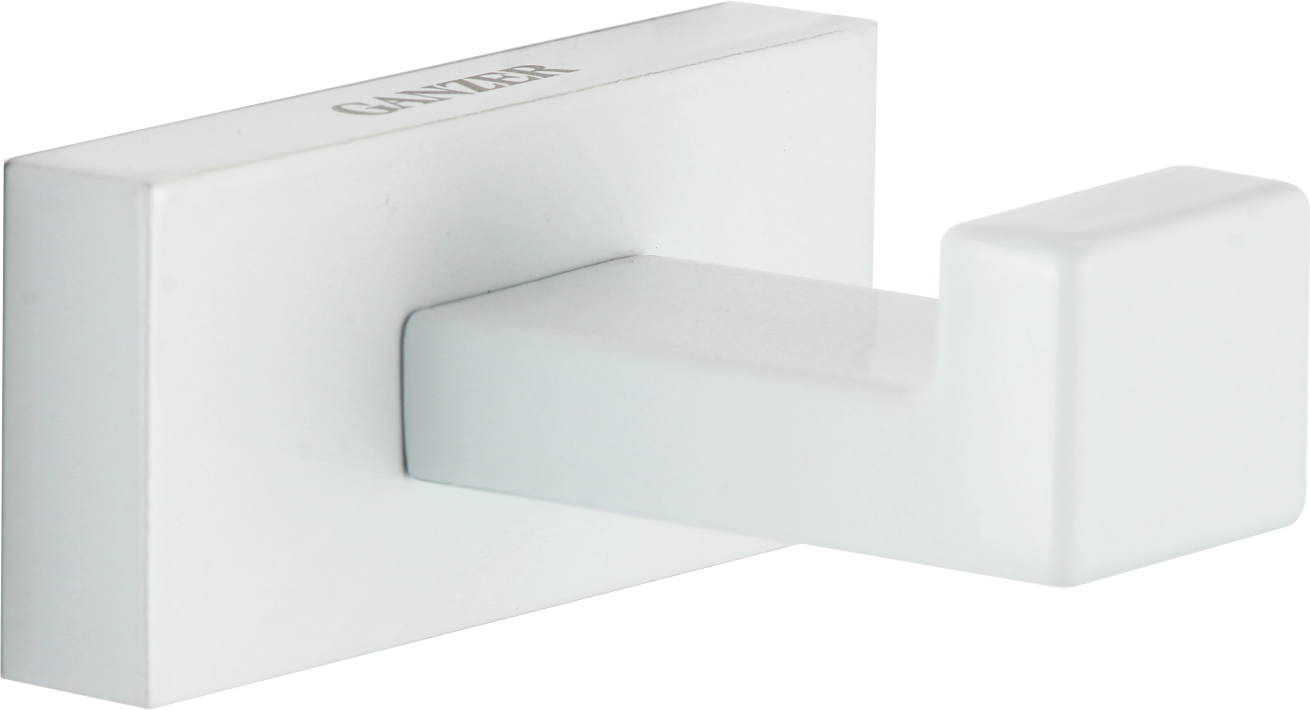 88051-F Крючок одинарный (БЕЛЫЙ)  GANZER  (20/1шт)