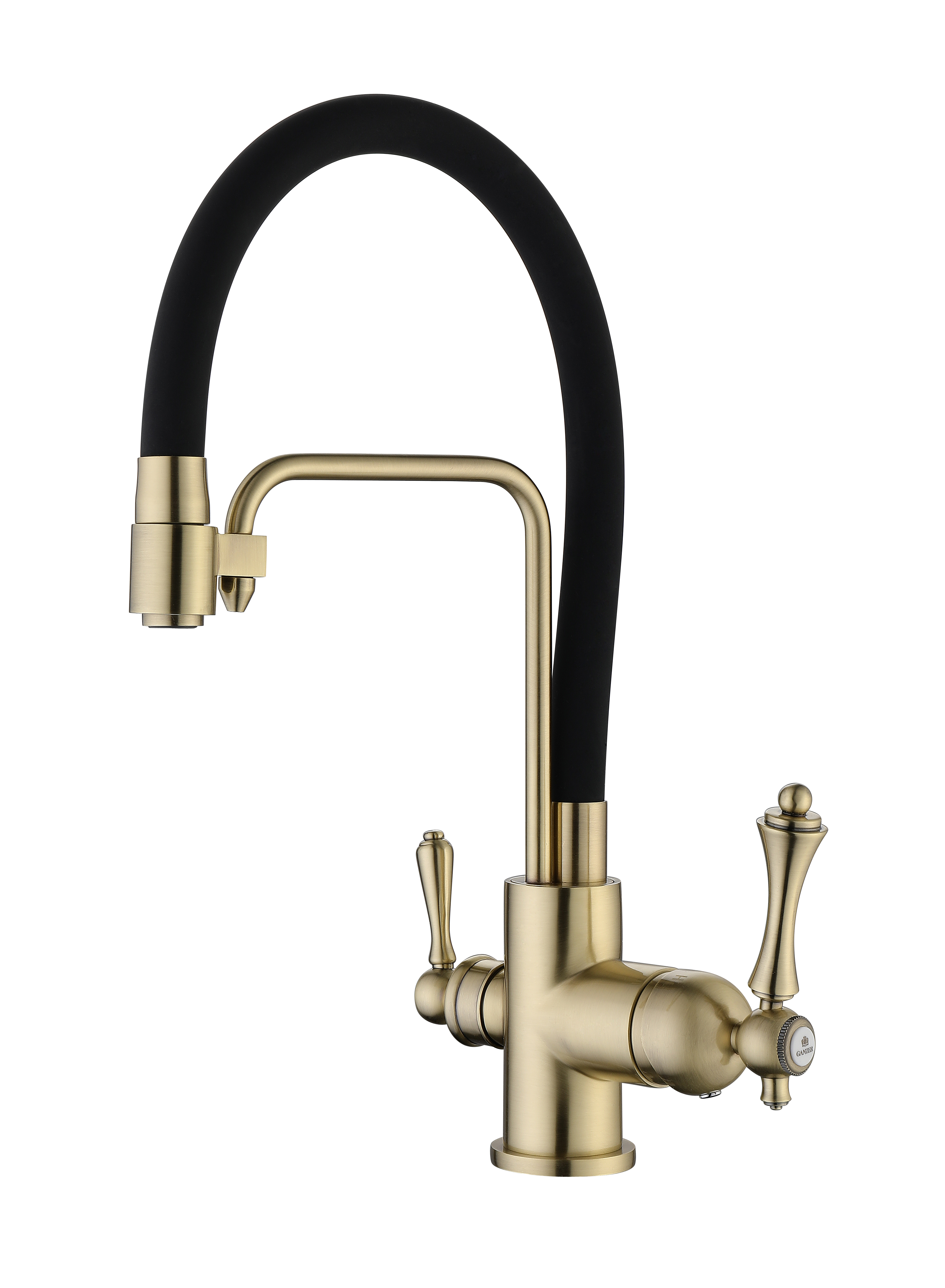 77025-DC Смес. для кухни с гибким шлангом и под фильтр (бронз.чер.) GANZER (10/1шт)