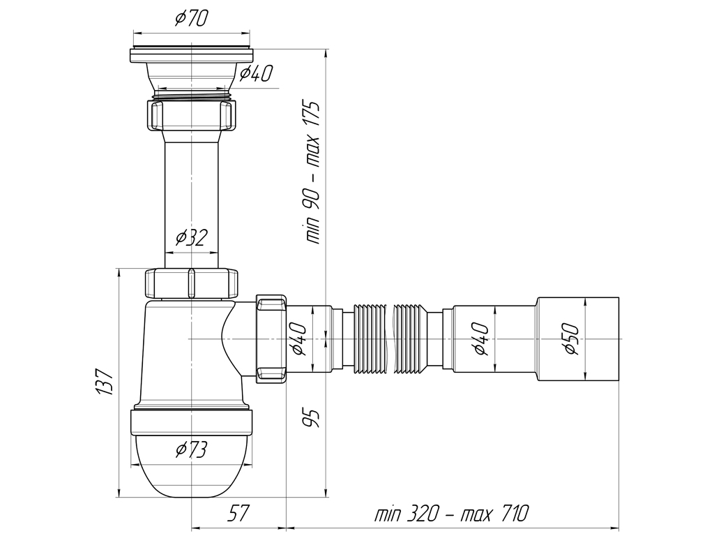 АНИ  С0115  Сифон Ани 1 1/2"*40 с гибк труб (30/1шт)