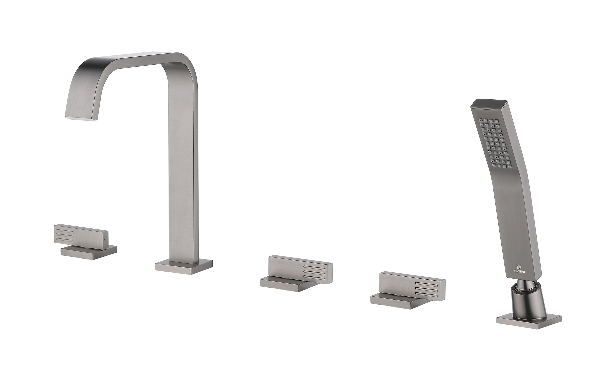 01133-Q Смеситель на борт ванны (5-отв,ГРАФИТ)  GANZER (10/1шт)