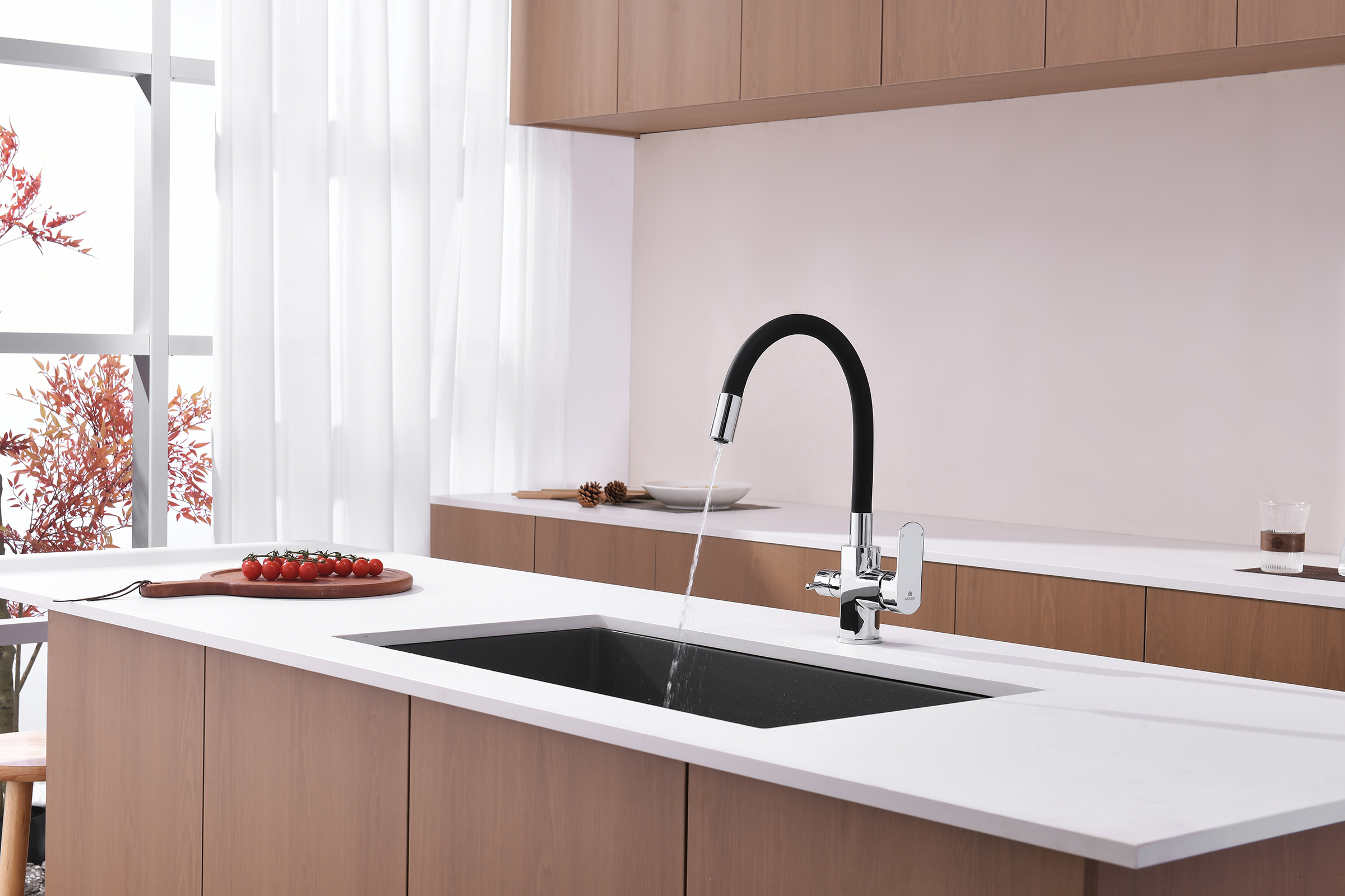 06127 Смеситель для кухни с гиб. изл. и под. фильтра (ХРОМ) GANZER (10/1шт)