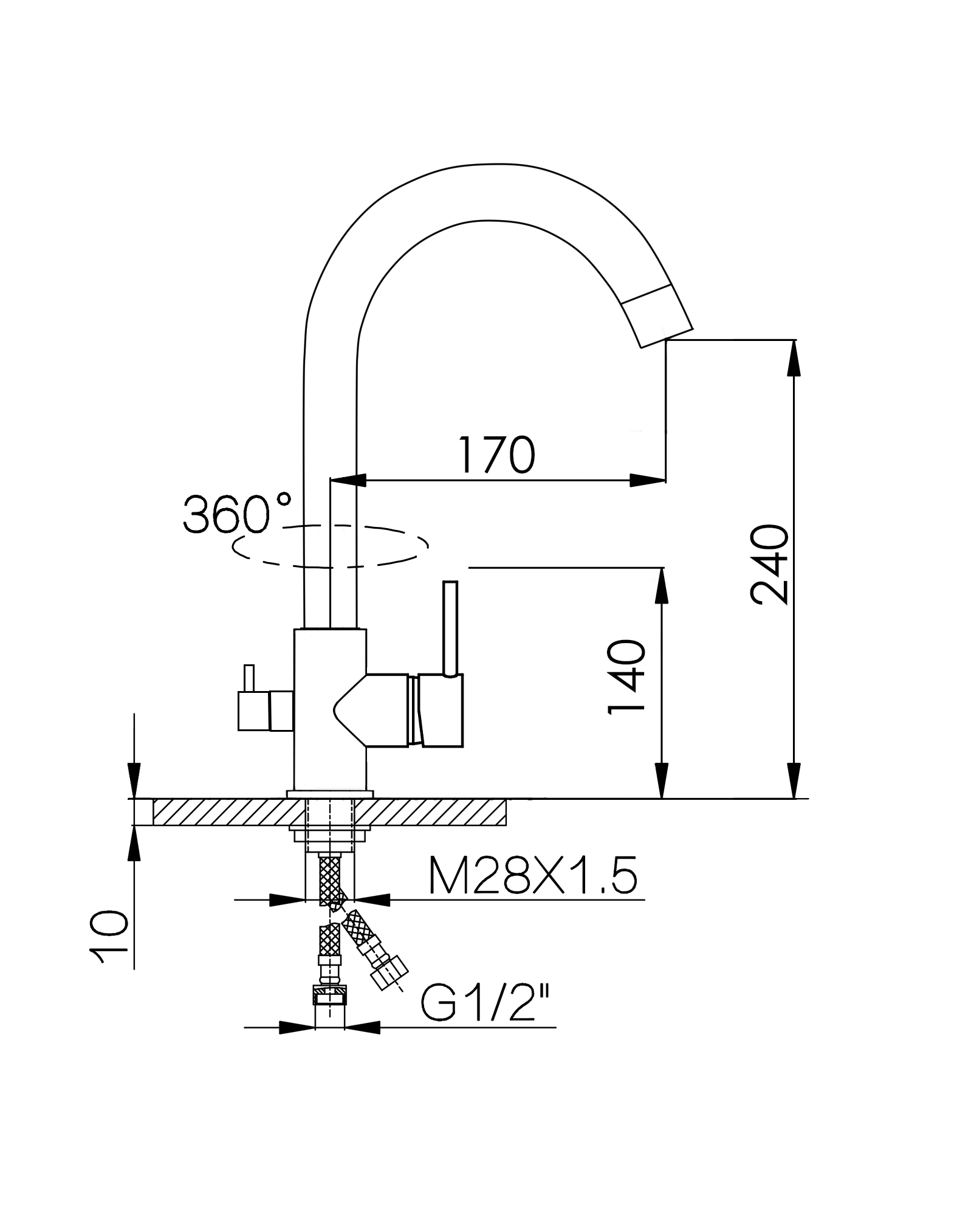 15082 Смеситель  под. фильт HANSEN  (10/1шт)