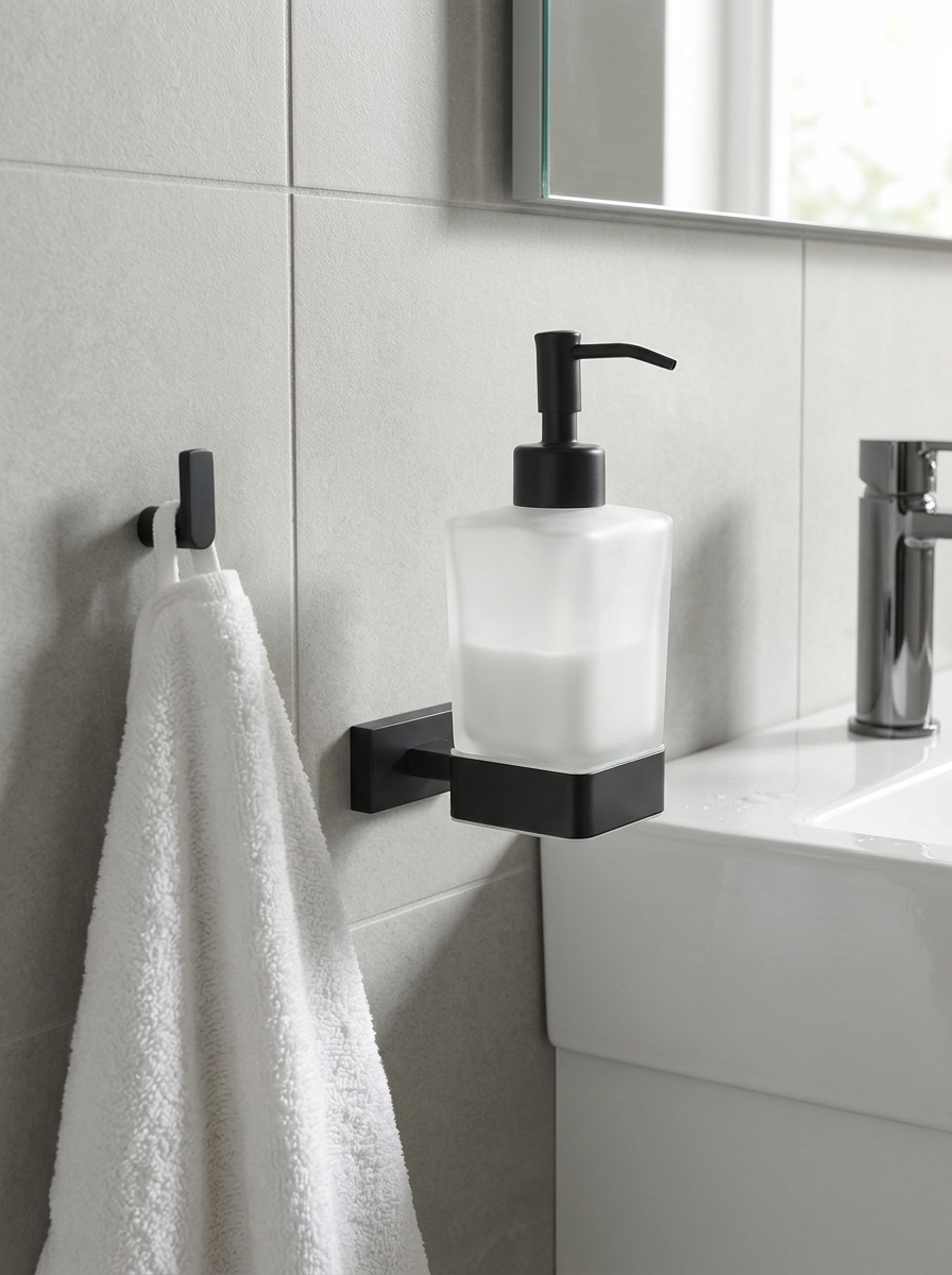 88027-C Дозатор жидкого мыла настенный (ЧЕРНЫЙ) GANZER  (20/1шт)