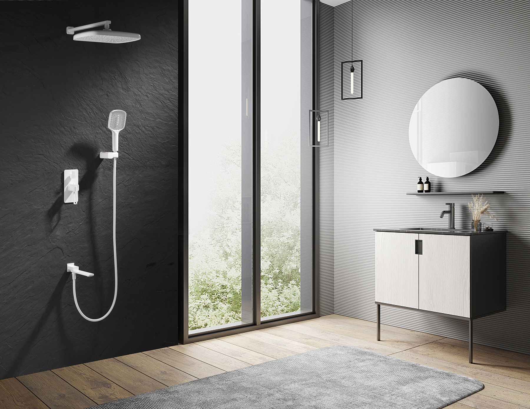 12165-F Смеситель встраиваемый для душа с 3-функ. (БЕЛЫЙ) GANZER (6/1шт)