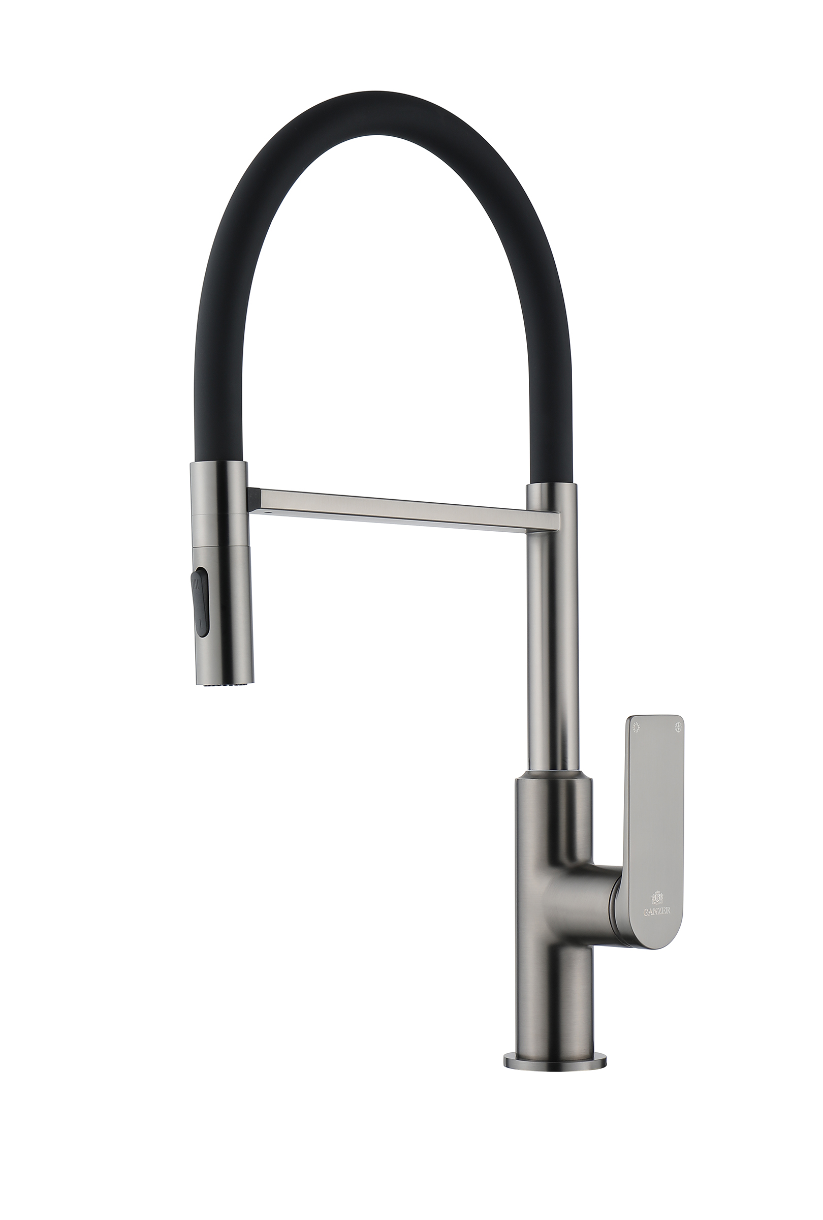07126-Q Смеситель для кухни с гиб. МАГНИТ. изливом (ГРАФИТ+ЧЕР.) GANZER (10/1шт)