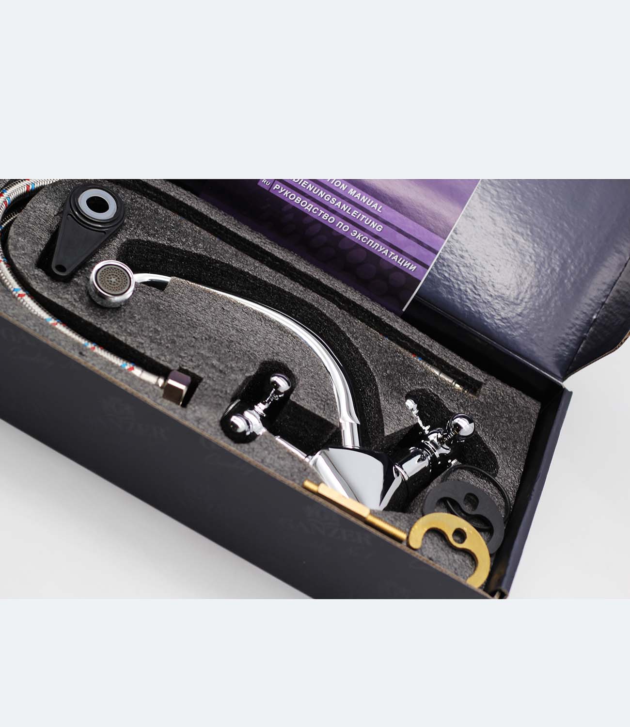 09011 Смеситель двухвент для умывальника "GANZER"