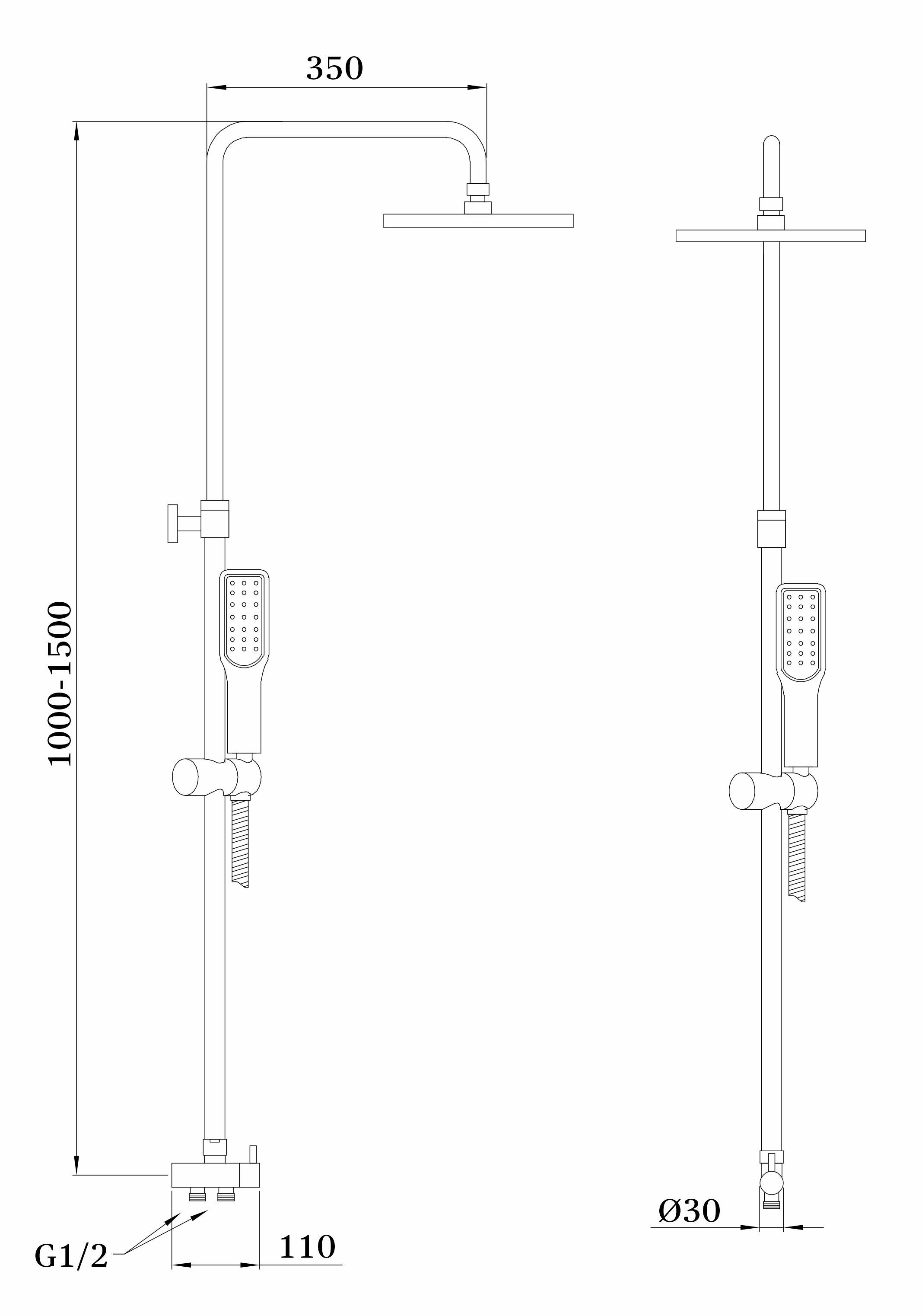 25072-D Душевая система с перек. БРОНЗА  (4/1шт)