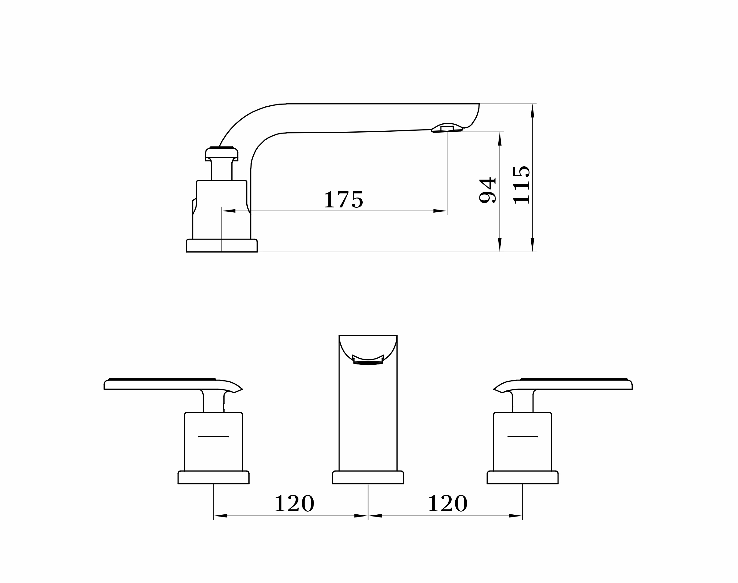 52011 Смеситель на борт раковины (3-отв) GANZER  (10/1шт) Л/К