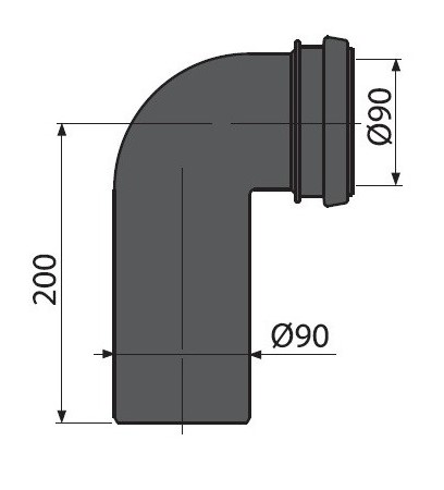 Колено 90° СТОКА для инст. DN90/90  АлкаПласт (20/1шт)