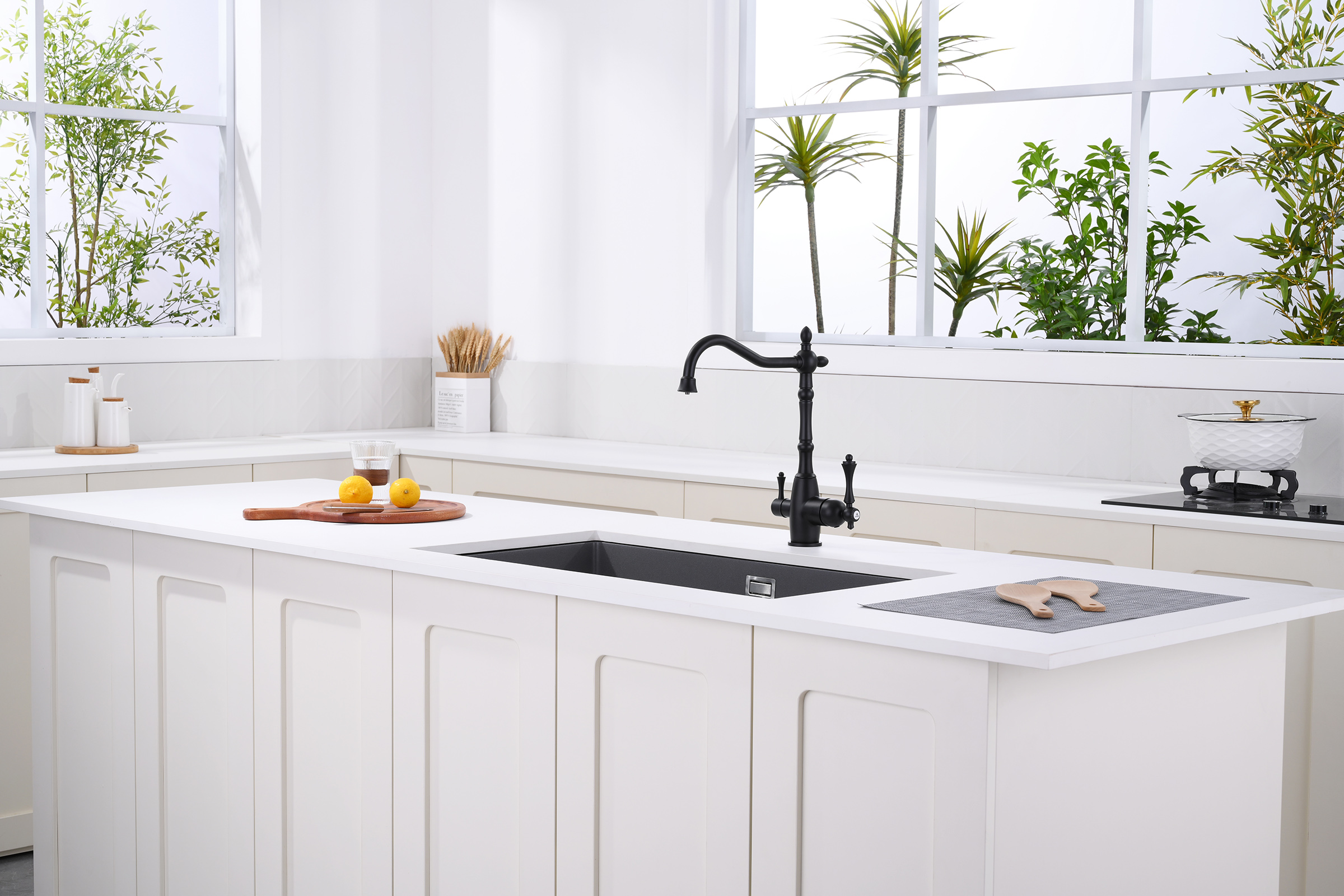 77122-C Смеситель для кухни с под. филь. (ЧЕРНЫЙ) GANZER  (10/1шт)