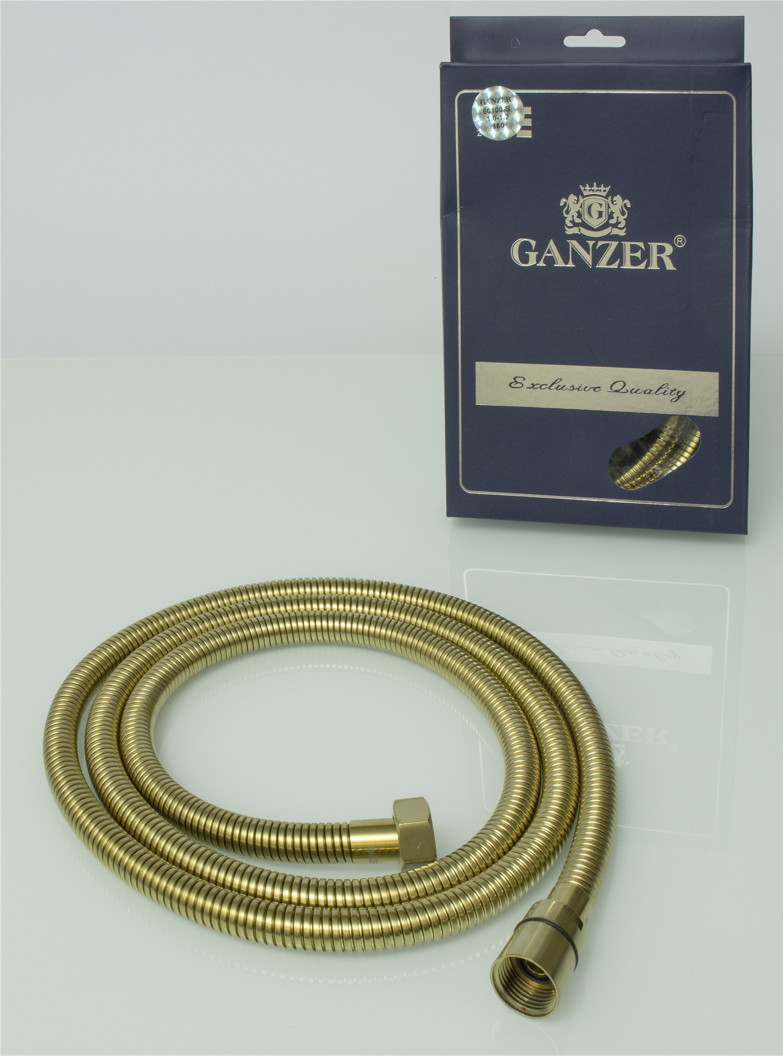 60175-S  Шланг для биде 175см. (МАТ. ЗОЛОТО) GANZER (50/1шт)