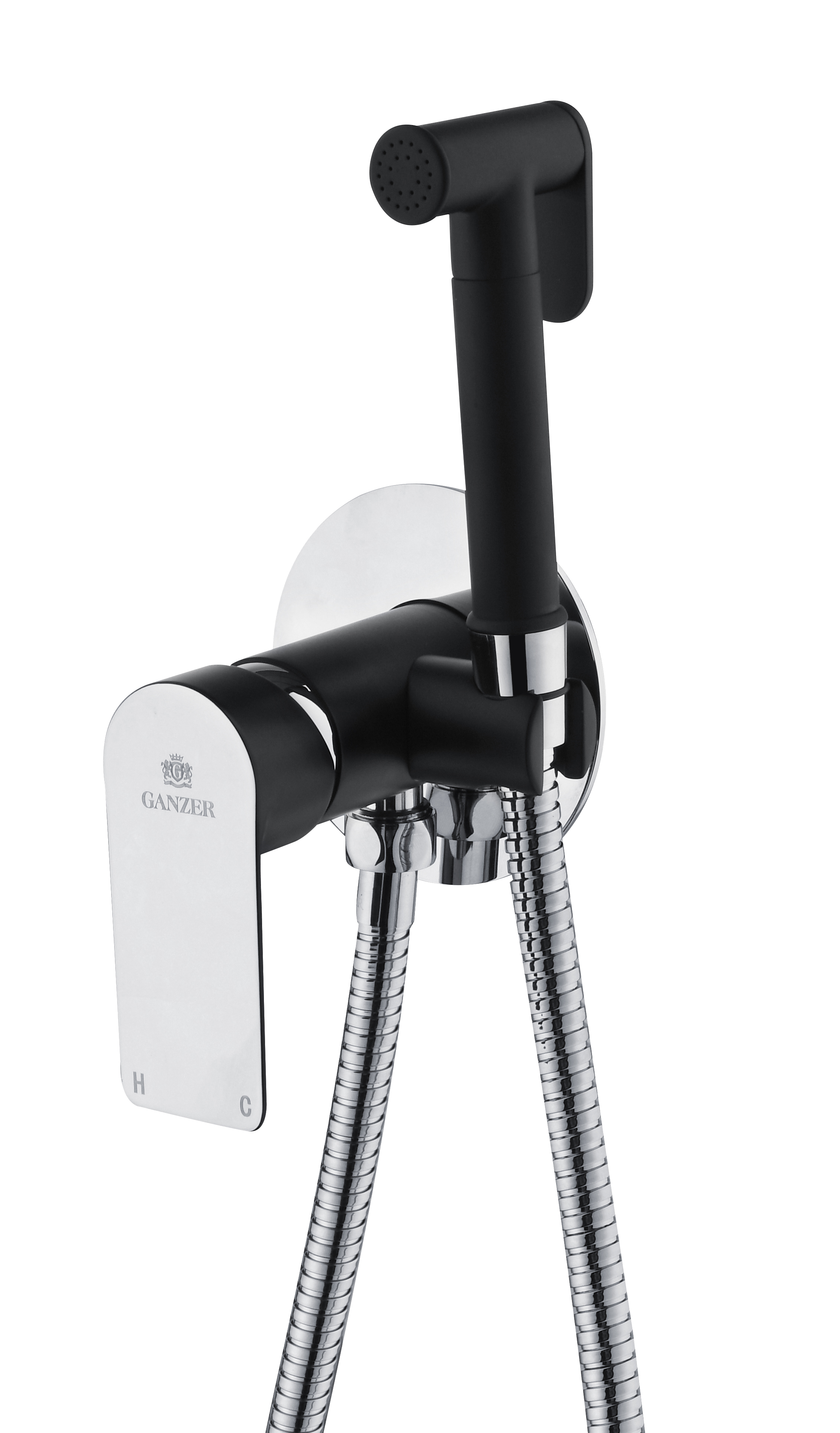 21057-C Комплект встраива. для биде (хром+черный) GANZER (10/1шт) Л/К