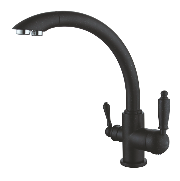 16031-C Смеситель (ЧЕРНЫЙ)с фильтром  "GANZER"  (10/1шт)  Л/К