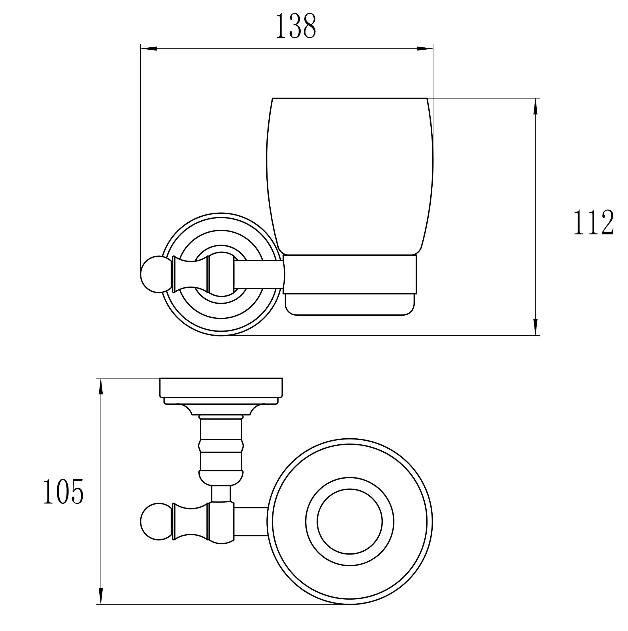 31060-E Стакан стекло (настенный) (ЗОЛОТО) GANZER (20/1шт)